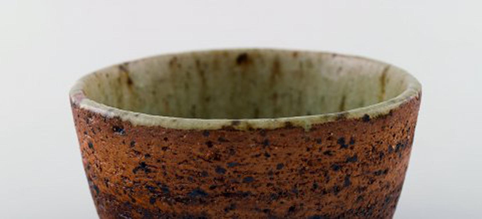 Helle Alpass Unglazed Stoneware Bowl with Beautiful Inside Glaze In Good Condition In Copenhagen, DK