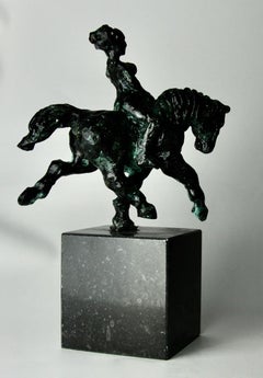 The Trotl by Helle Crawford, Bronze sculpture of a horse carrying a woman