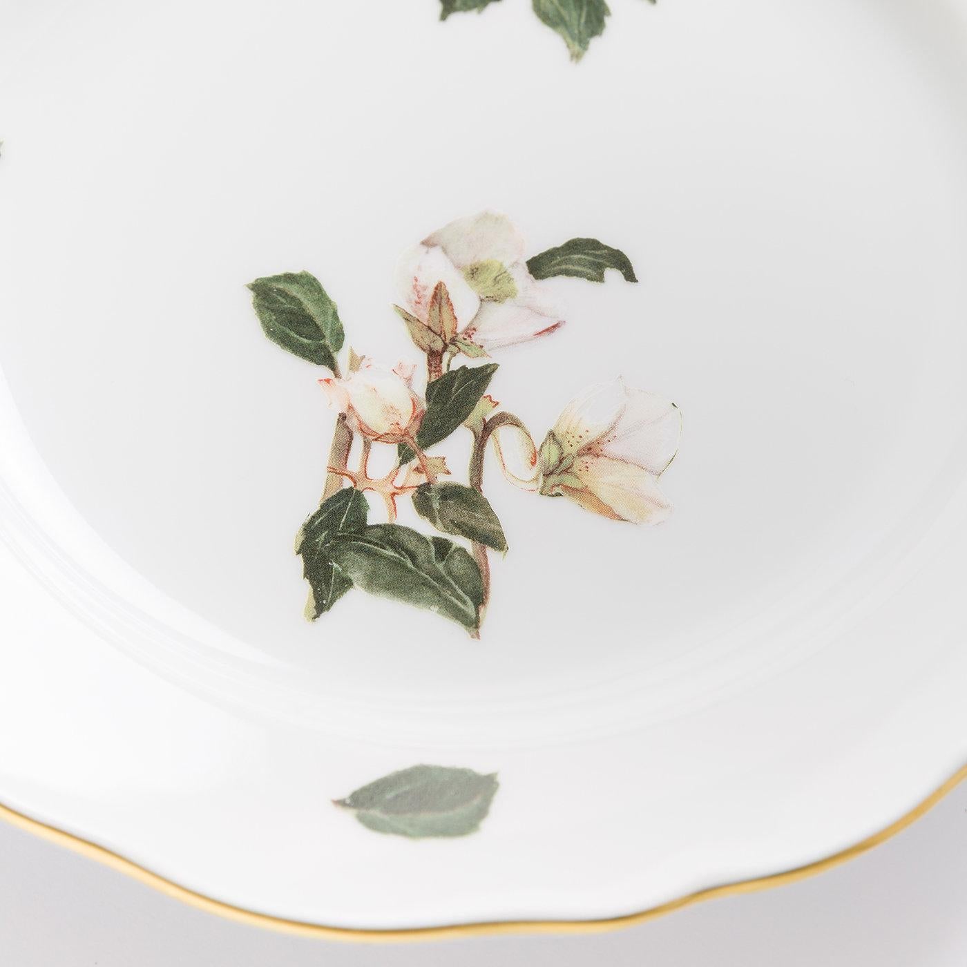 Italian Helleborus Set of 4 Dinner Plates by Paola Caselli For Sale