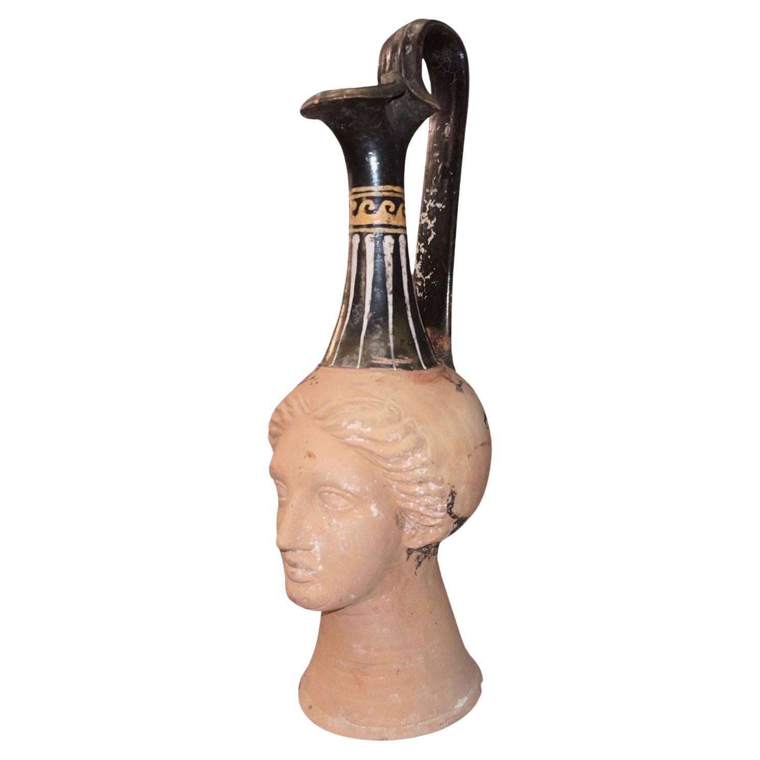 Hellenistic Canosan Figural Oinochoe (Head Vase) Apulia, Italy, 3rd C. - B.C.E. For Sale