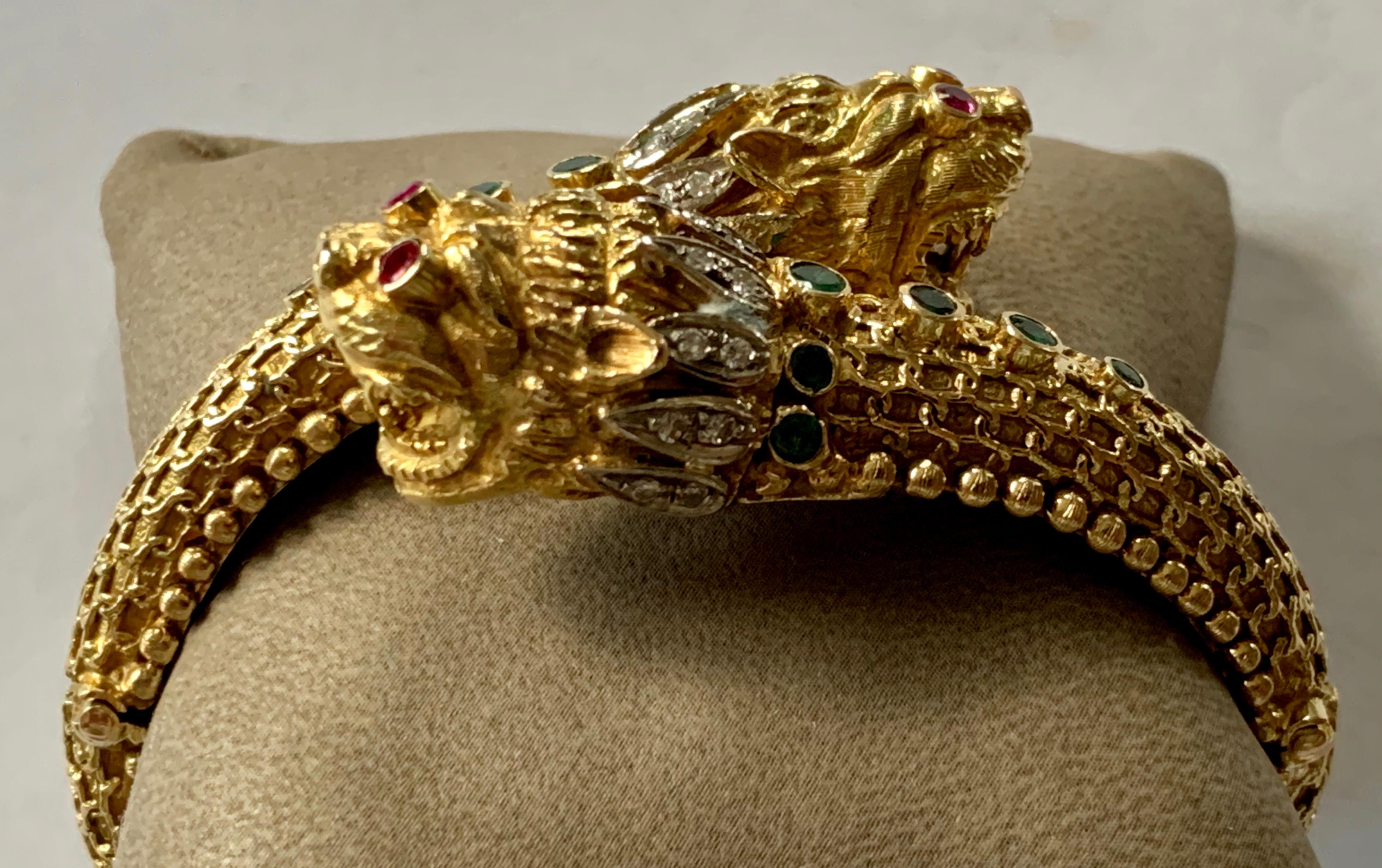 Hellenistic Double Headed Lion 18 Karat Yellow Gold Bracelet by Lalaounis 2