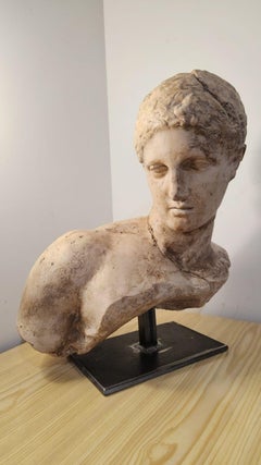 Escultura griega helenística de busto de atleta según el modelo del Louvre, Siglo XX