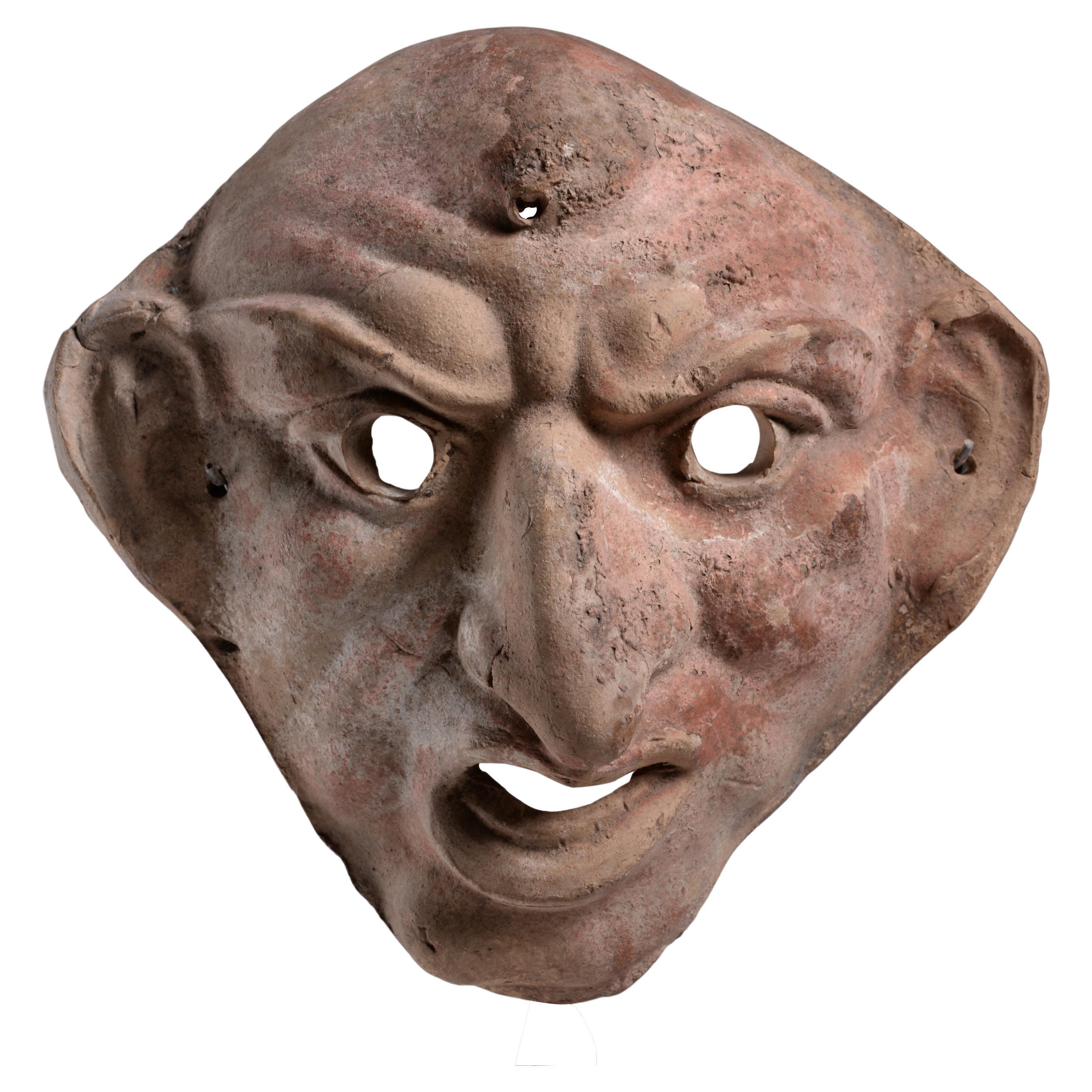 Hellenistic Grotesque Theatre Mask of Maccus For Sale