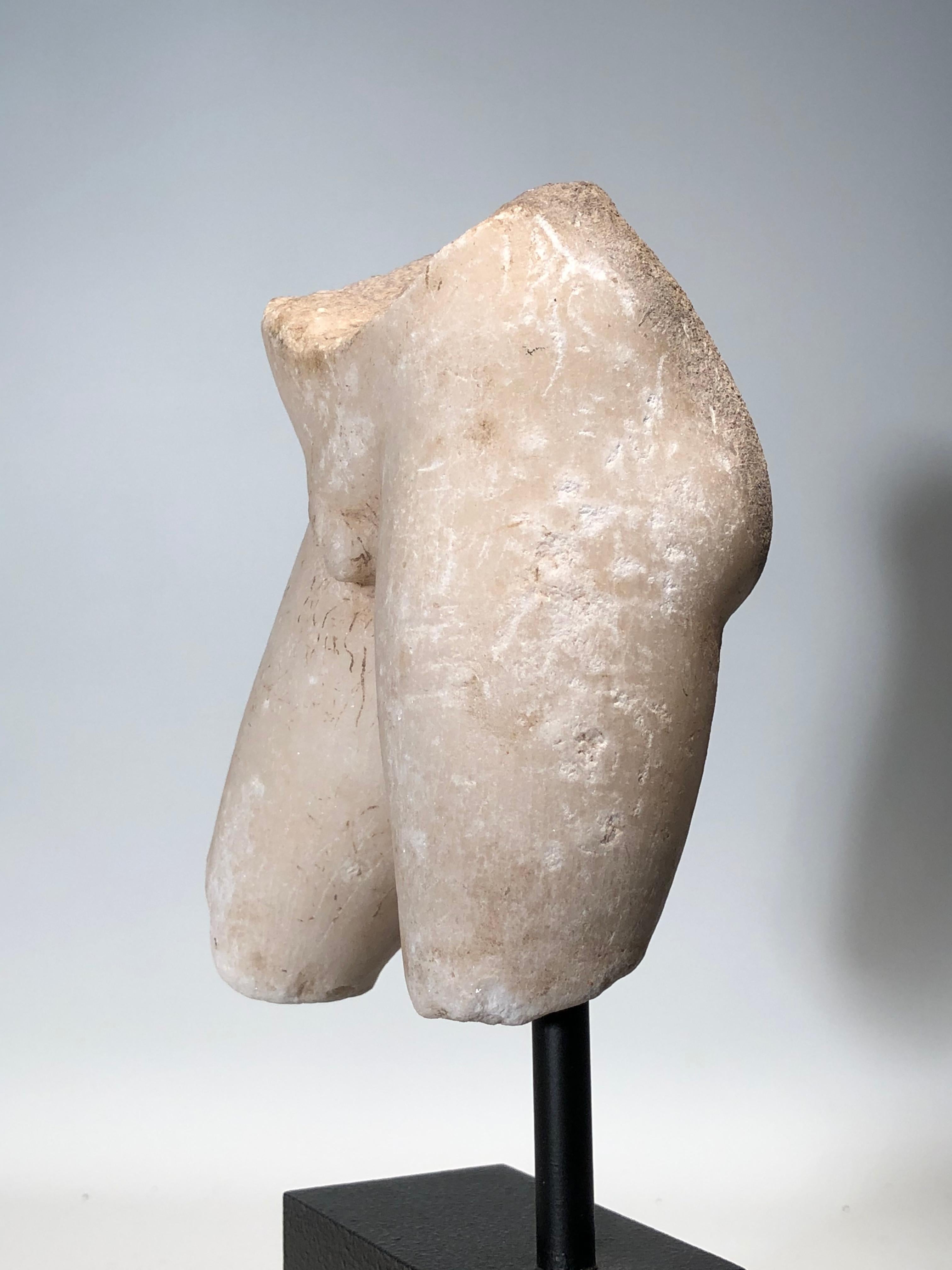Hellenistic Marble Torso of a Young Male Probably an Ephebe In Good Condition In Zurich, Canton Zurich
