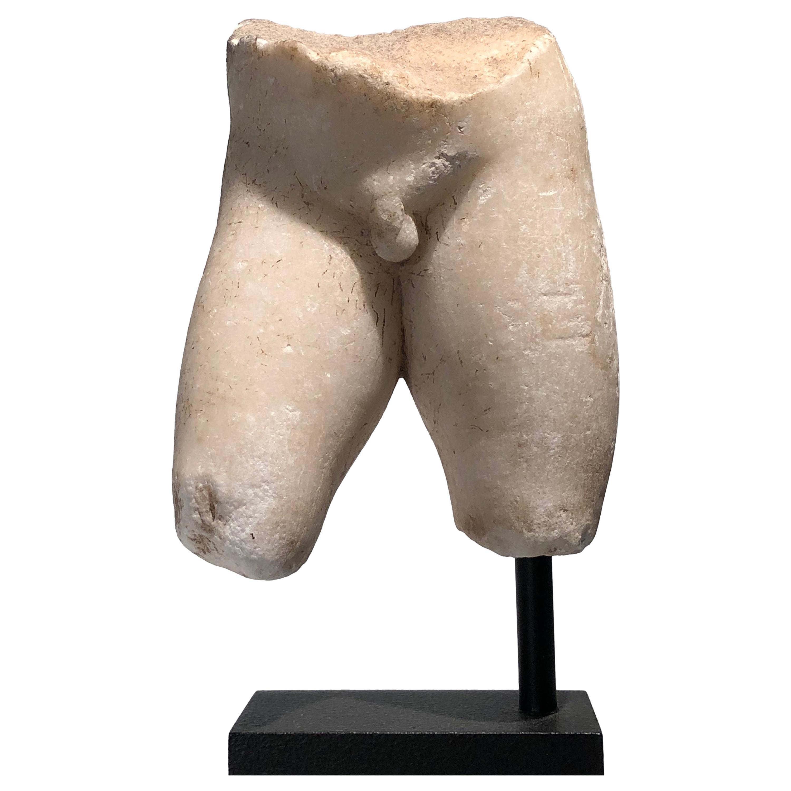 Hellenistic Marble Torso of a Young Male Probably an Ephebe