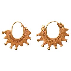 Antique Hellenistic Matched Pair of Gold Earrings