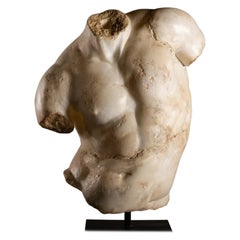 Hellenistic-Style White Plaster and Resin Apollo Torso