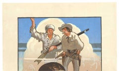 Original Keep Shooting for American maquette  linen-backed military poster