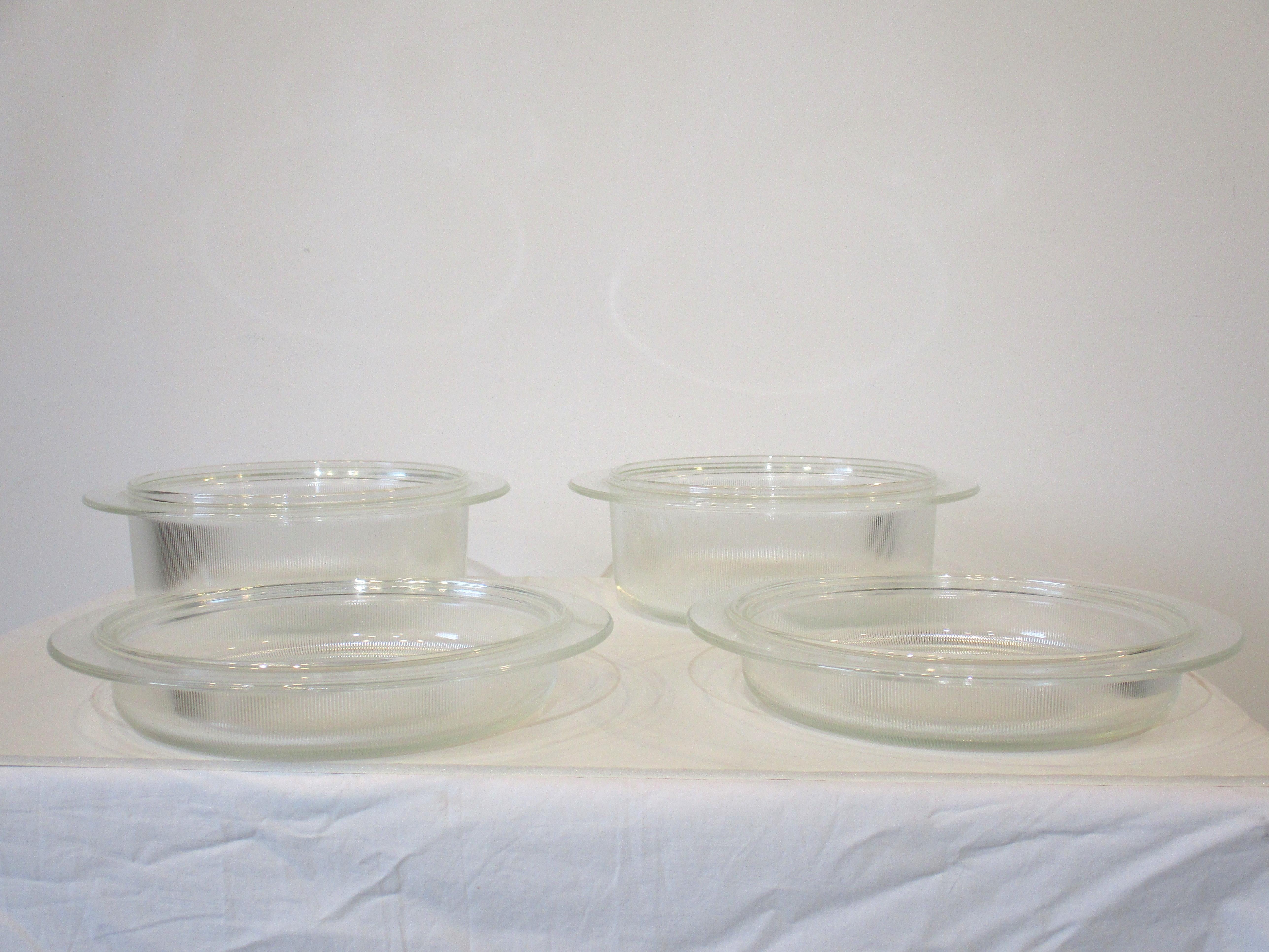 American Heller 3 Quart Glass Bakeware with Lids by L & M Vignelli For Sale