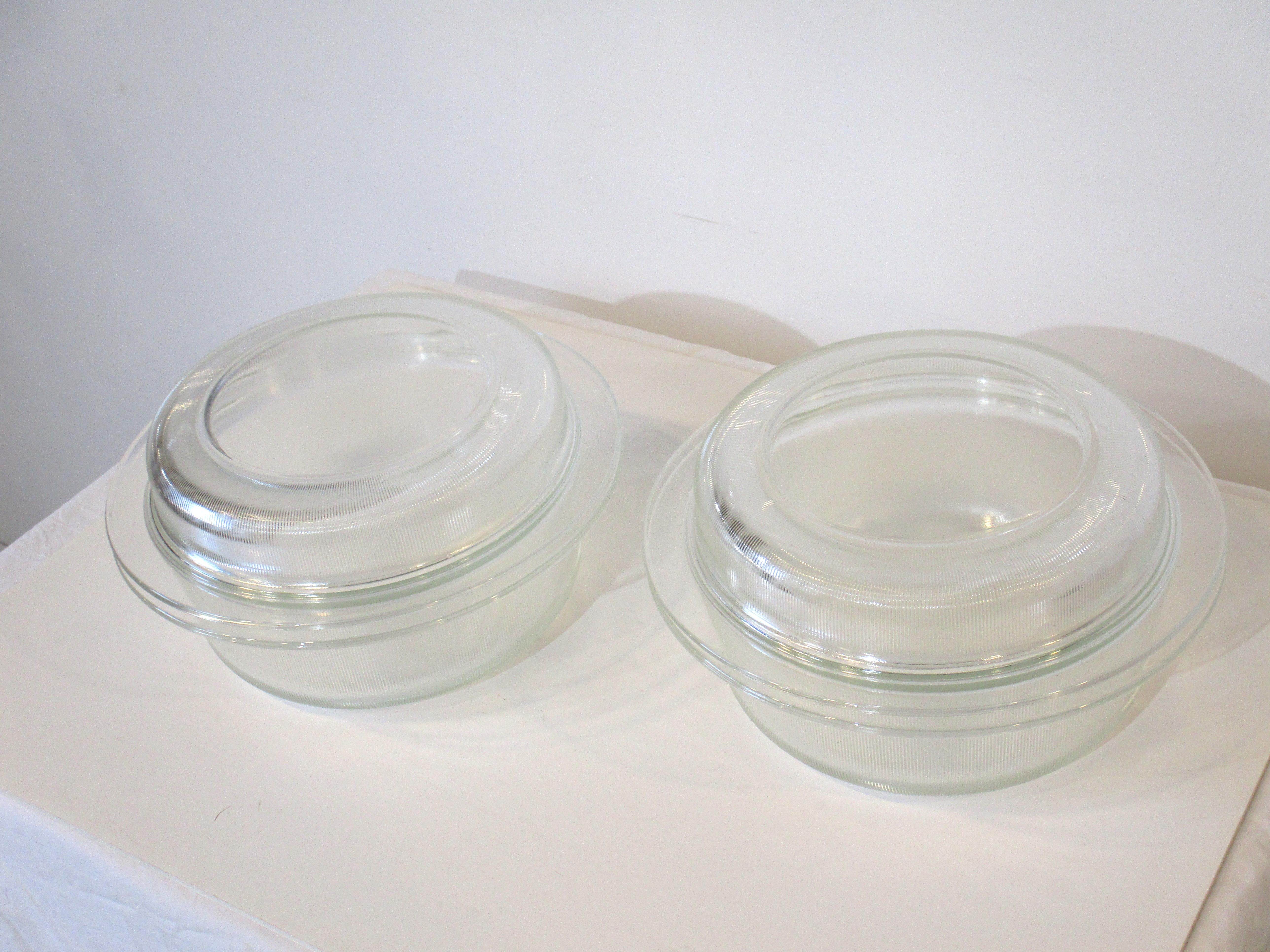 Heller 3 Quart Glass Bakeware with Lids by L & M Vignelli For Sale 1