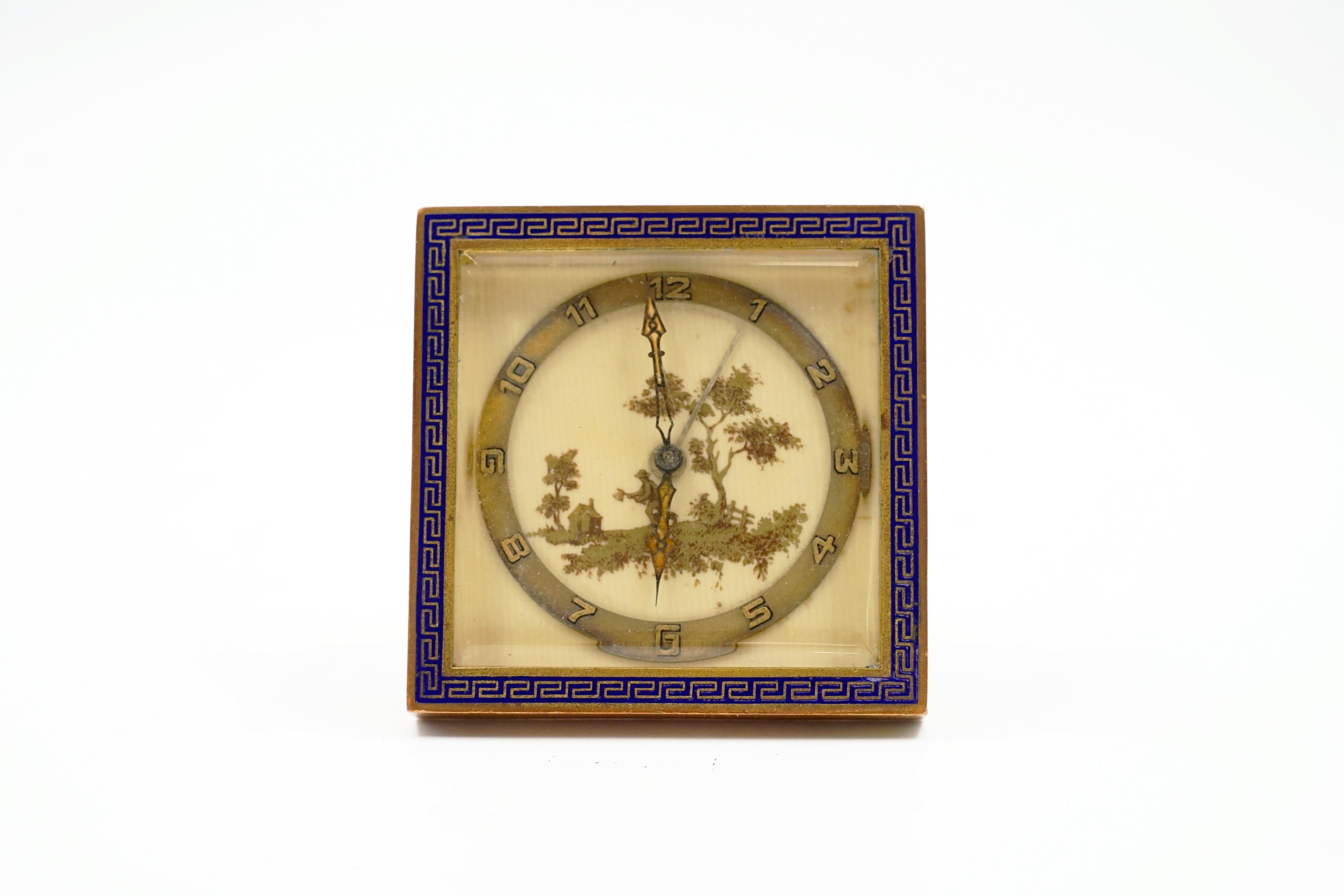 German Heller Art deco alarm clock enamel For Sale