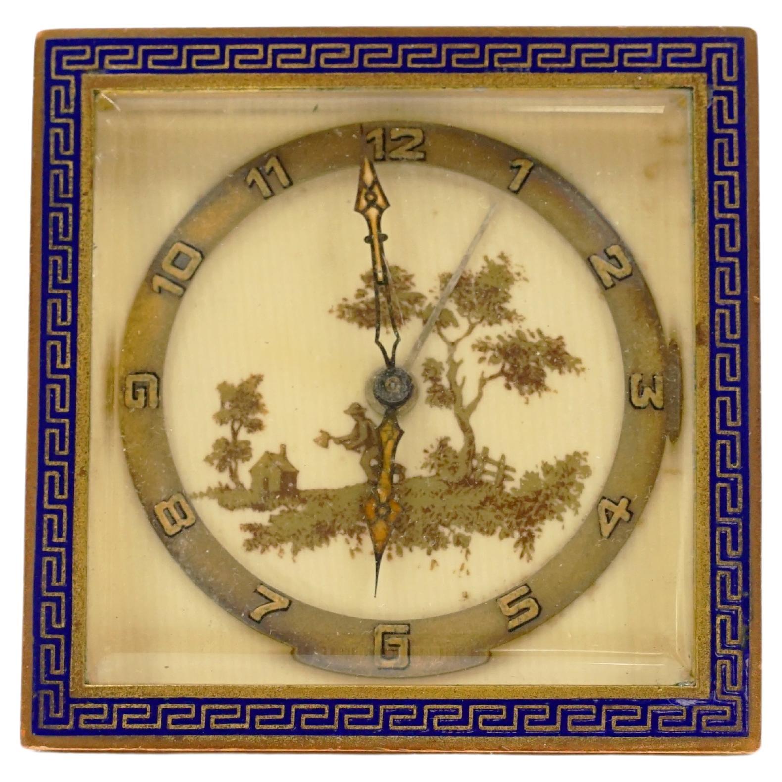 Heller Reloj despertador Art decó esmaltado