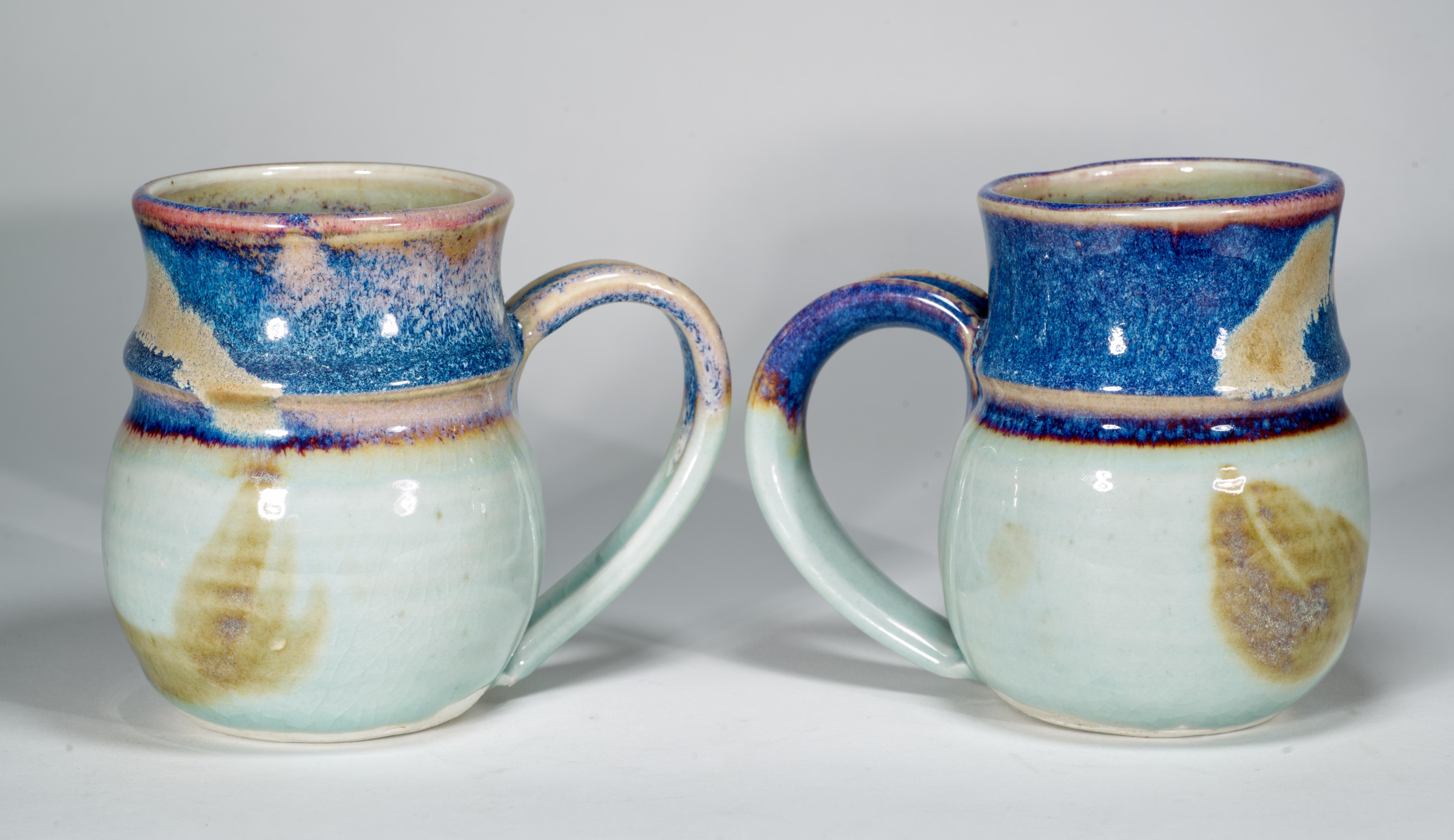 Pareja de tazas de cerámica Heller, New York Art Studio Pottery Estadounidense en venta