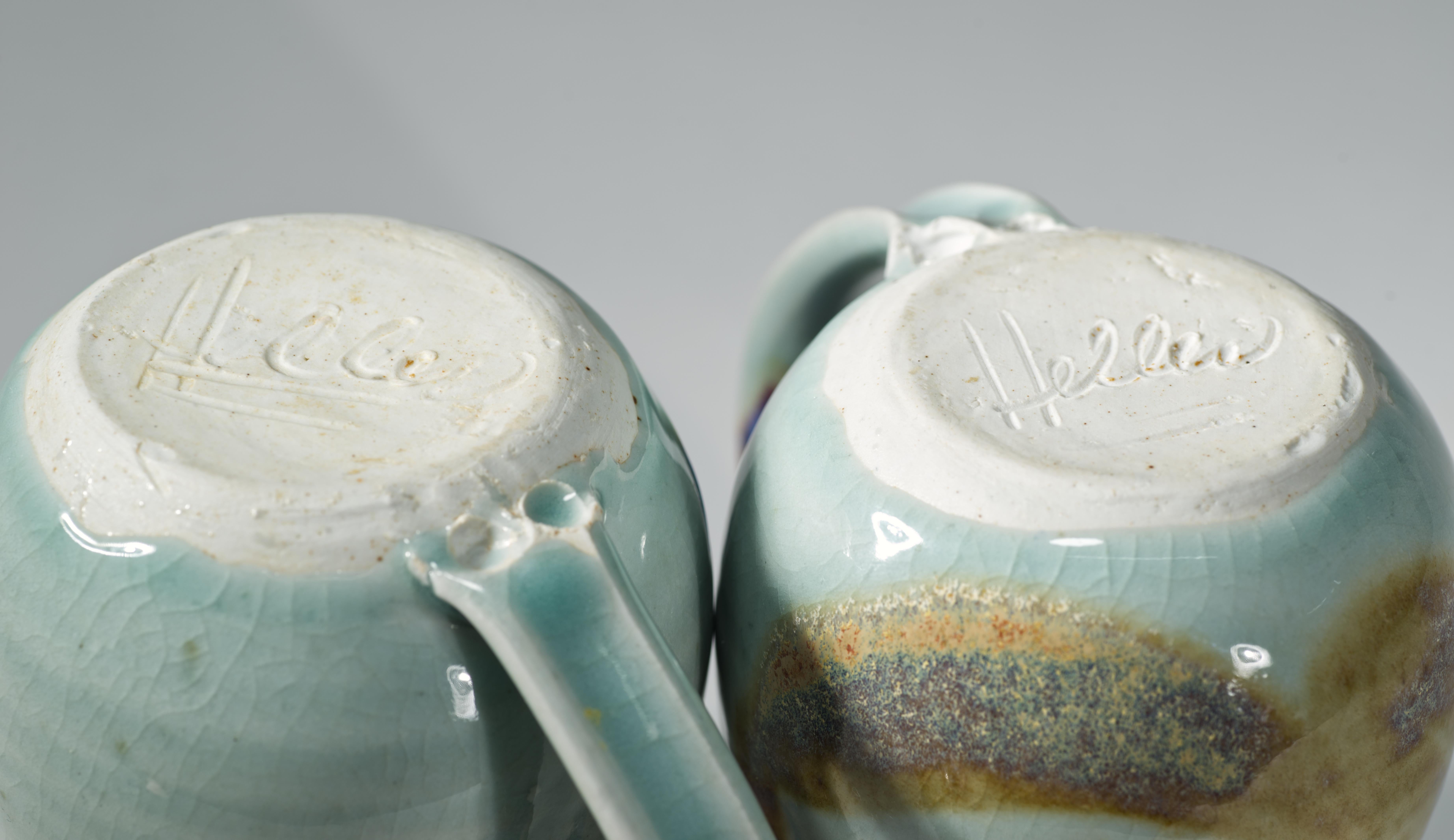 Pareja de tazas de cerámica Heller, New York Art Studio Pottery siglo XX en venta