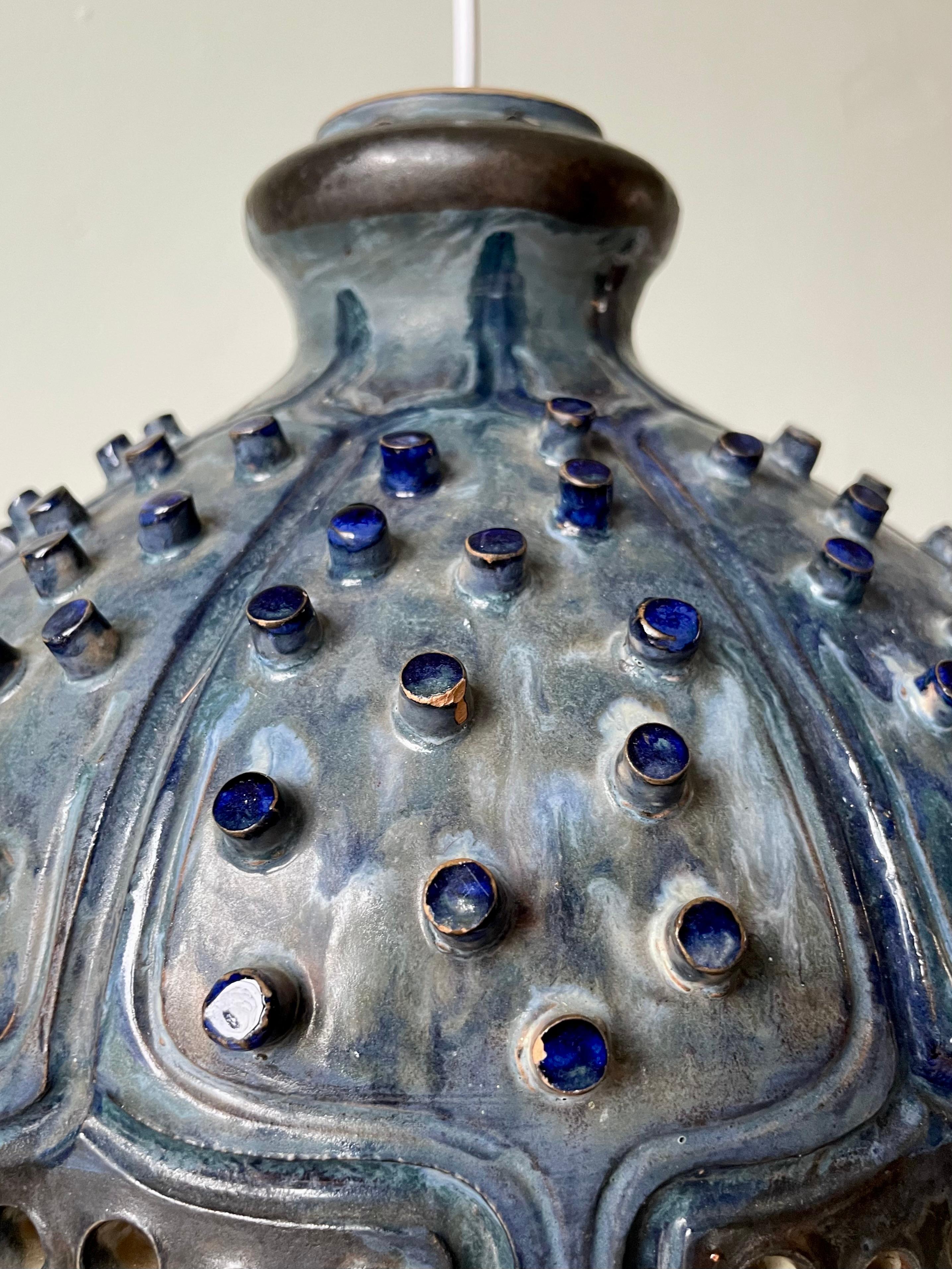 Hellerøe for Axella Brutalist Studded Stoneware Pendant, 1960s 4