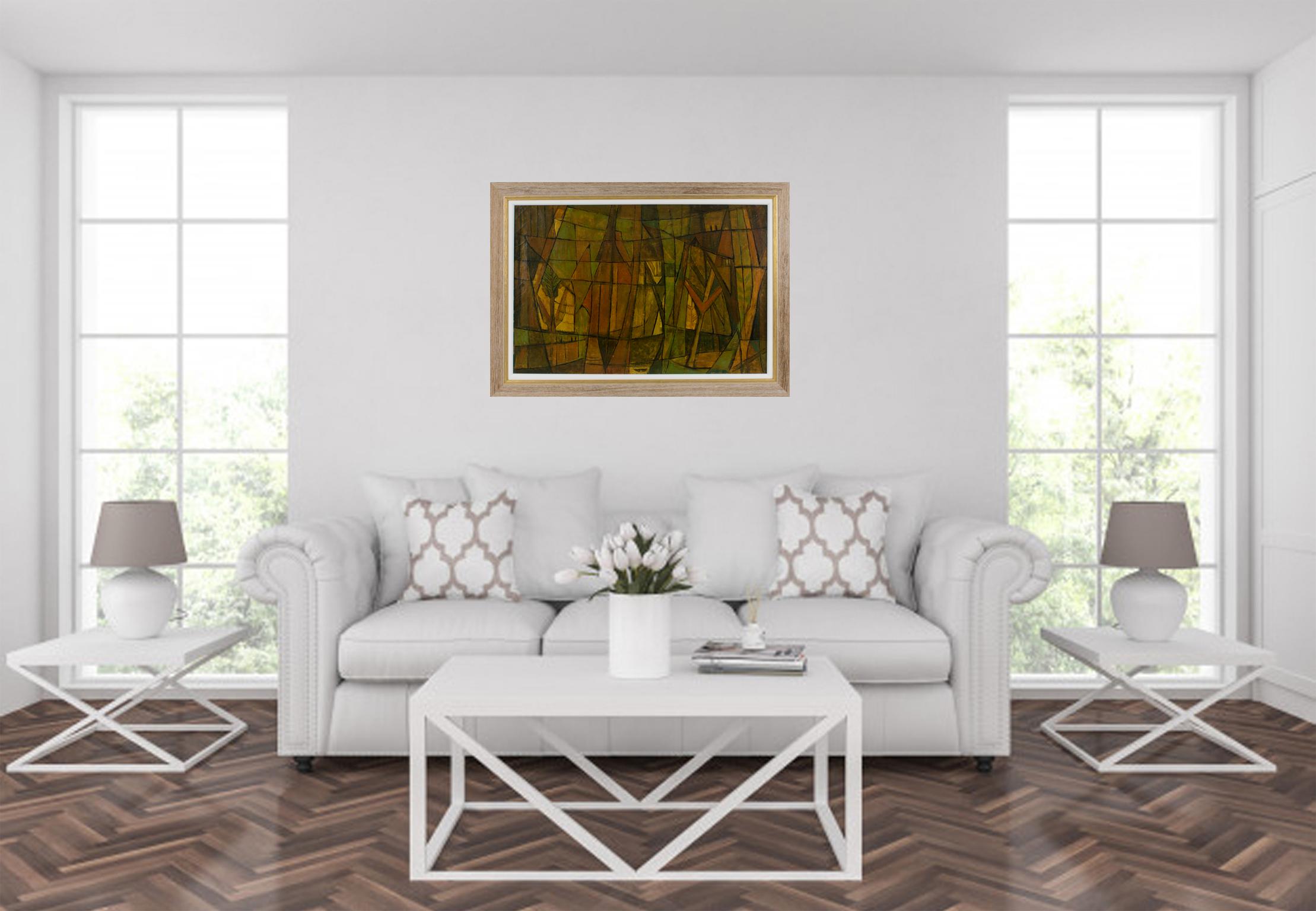 Pintura abstracta postcubista al óleo sobre lienzo de Hellier en venta 10
