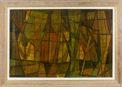 Post-Cubist Abstract Oil on Canvas Painting by Hellier
