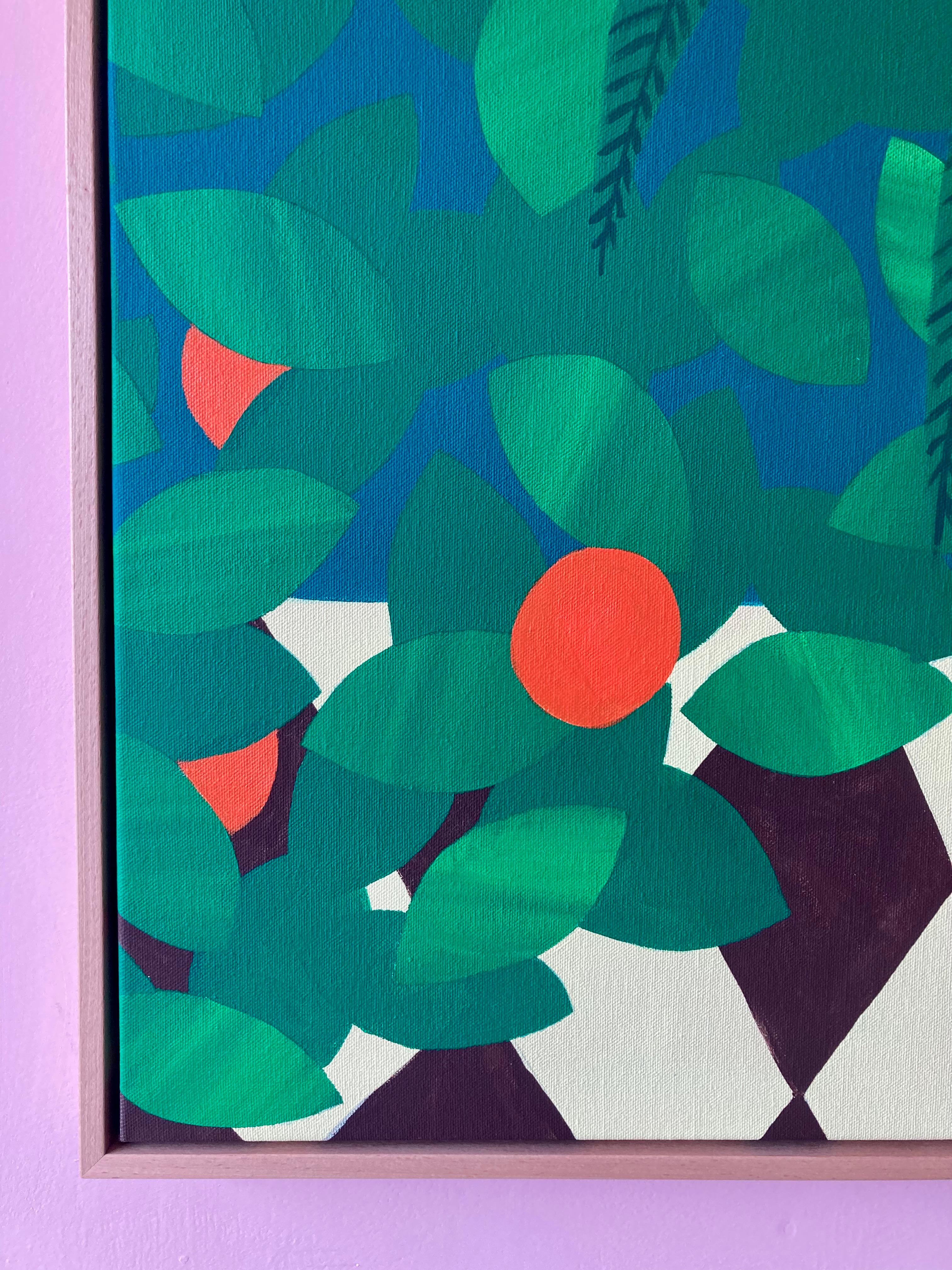 Beneath The Palm’s Shade - Mid-Century Modern Art - Contemporary Painting by Hello Marine
