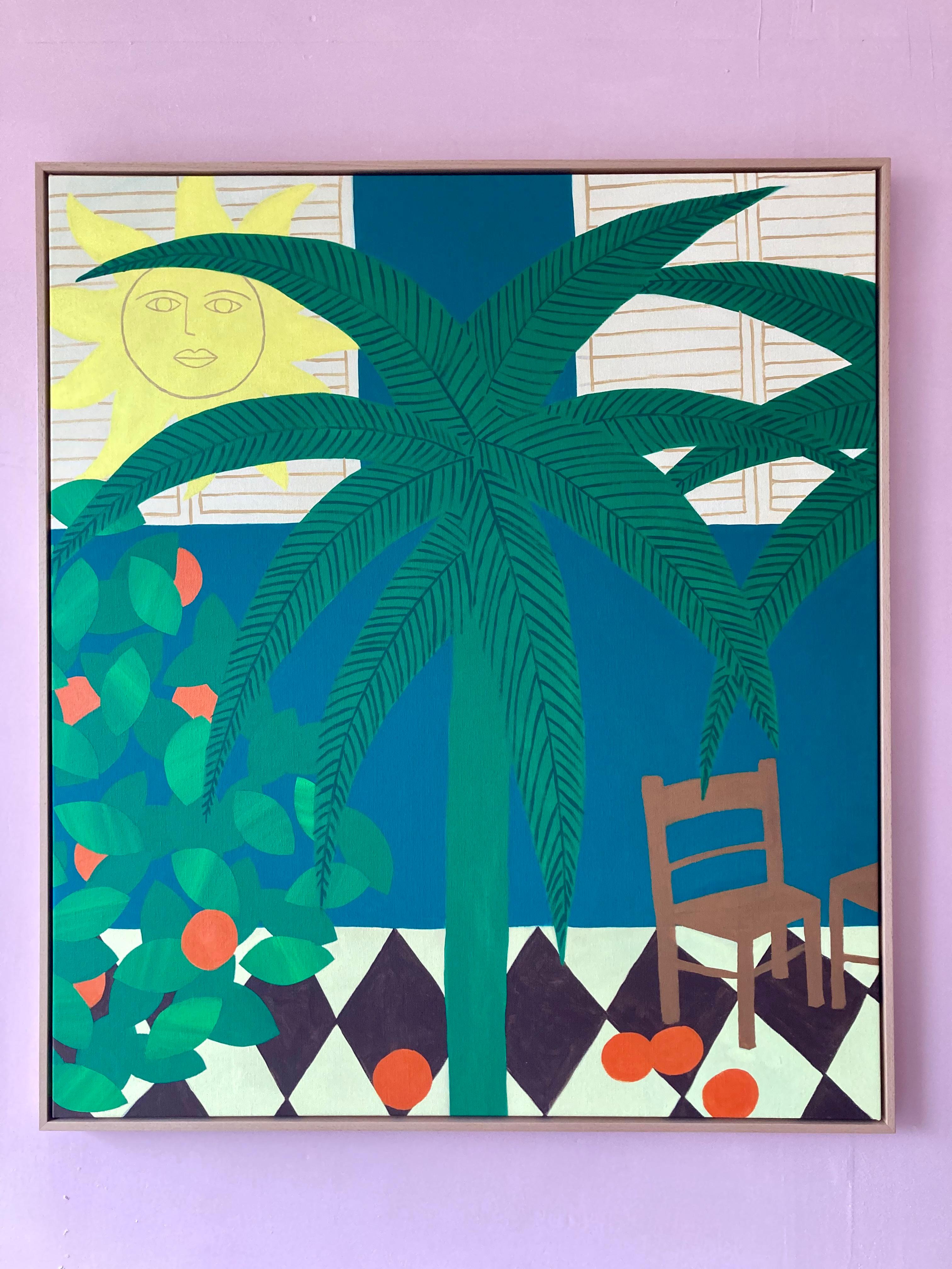 Hello Marine Still-Life Painting - Beneath The Palm’s Shade - Mid-Century Modern Art