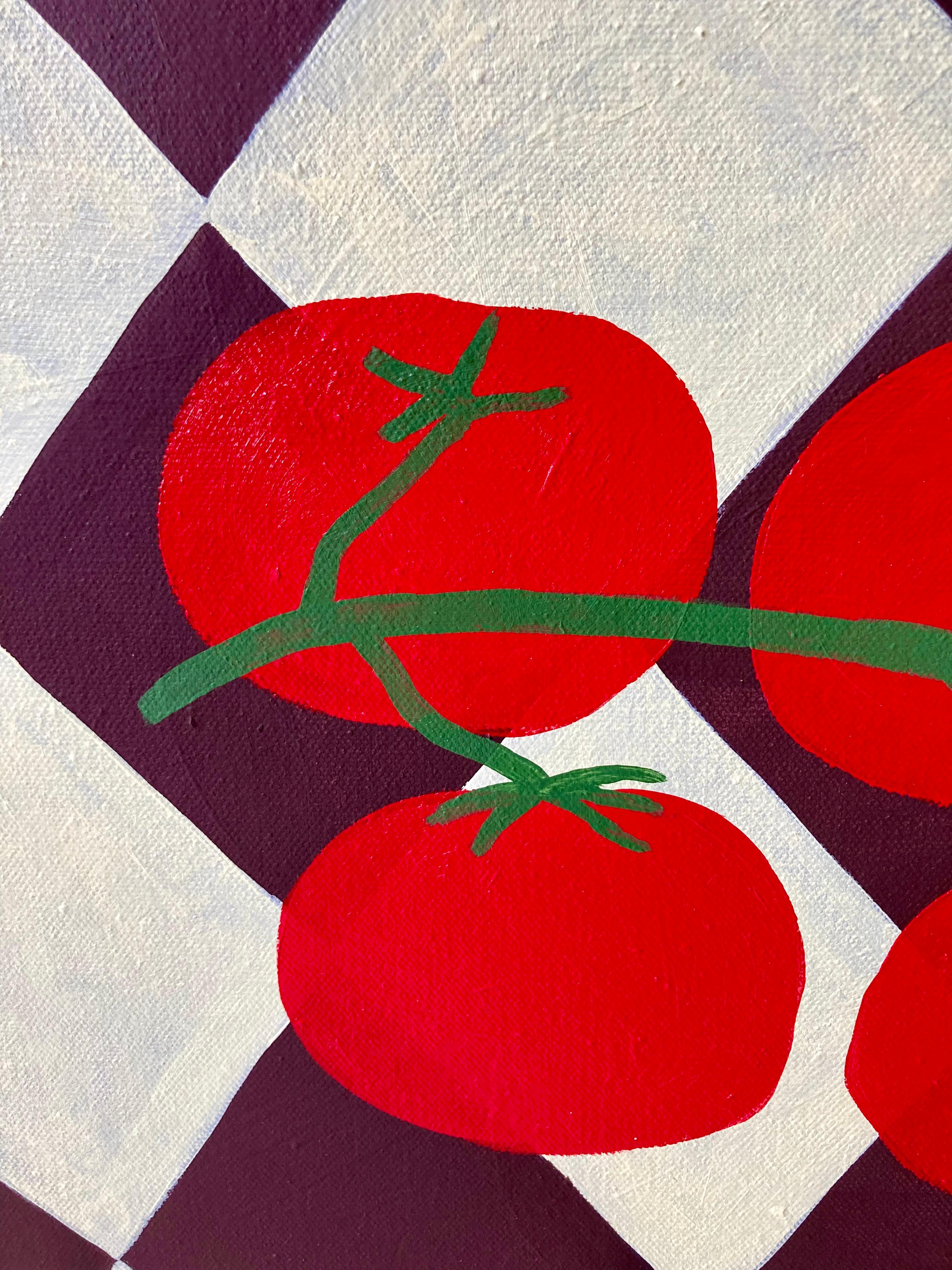Vases & Tomates - Mid-Century Modern Art - Beige Still-Life Painting by Hello Marine