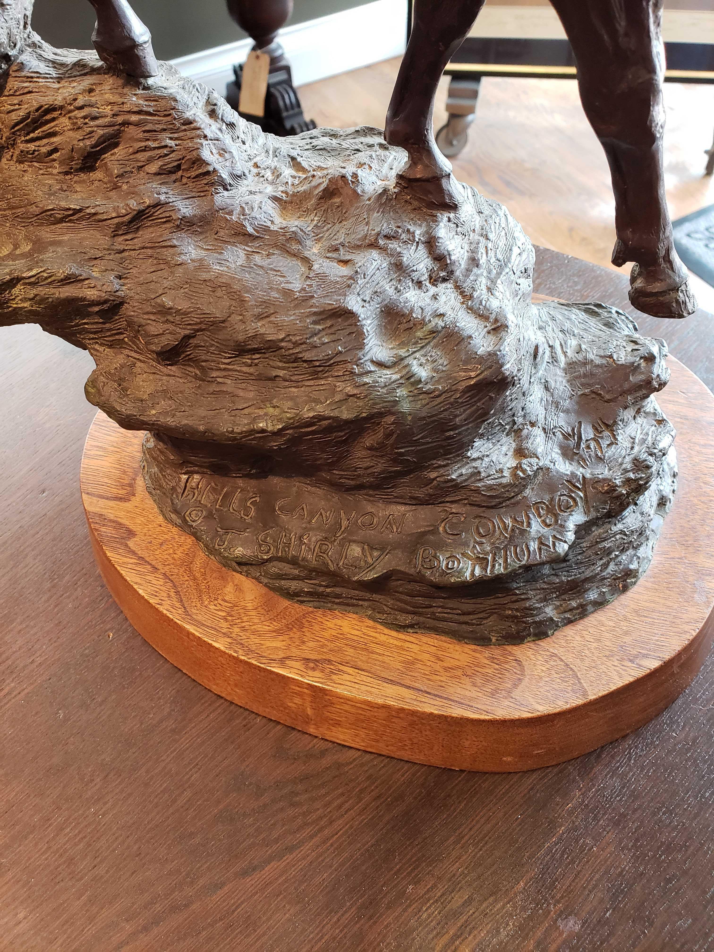 This is an original signed bronze sculpture by J. Shirley Bothum. The sculpture is called 