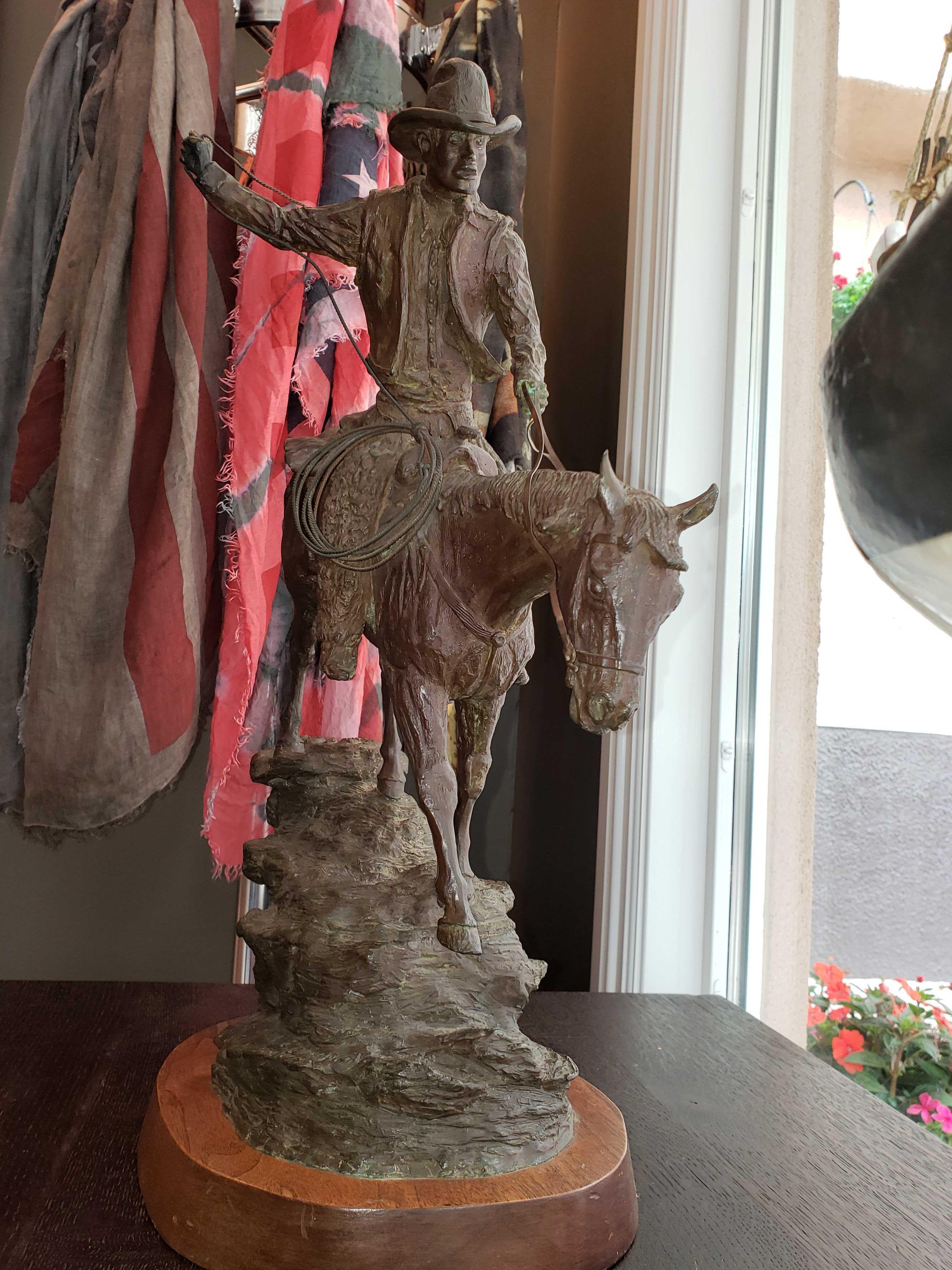 cowboy bronze statue