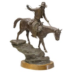 Sculpture de cowboy en bronze Hells Canyon par J. Shirley Bothum