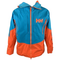 HELLY HANSEN Size M Aqua Blue & Orange Color Block Ski Jacket