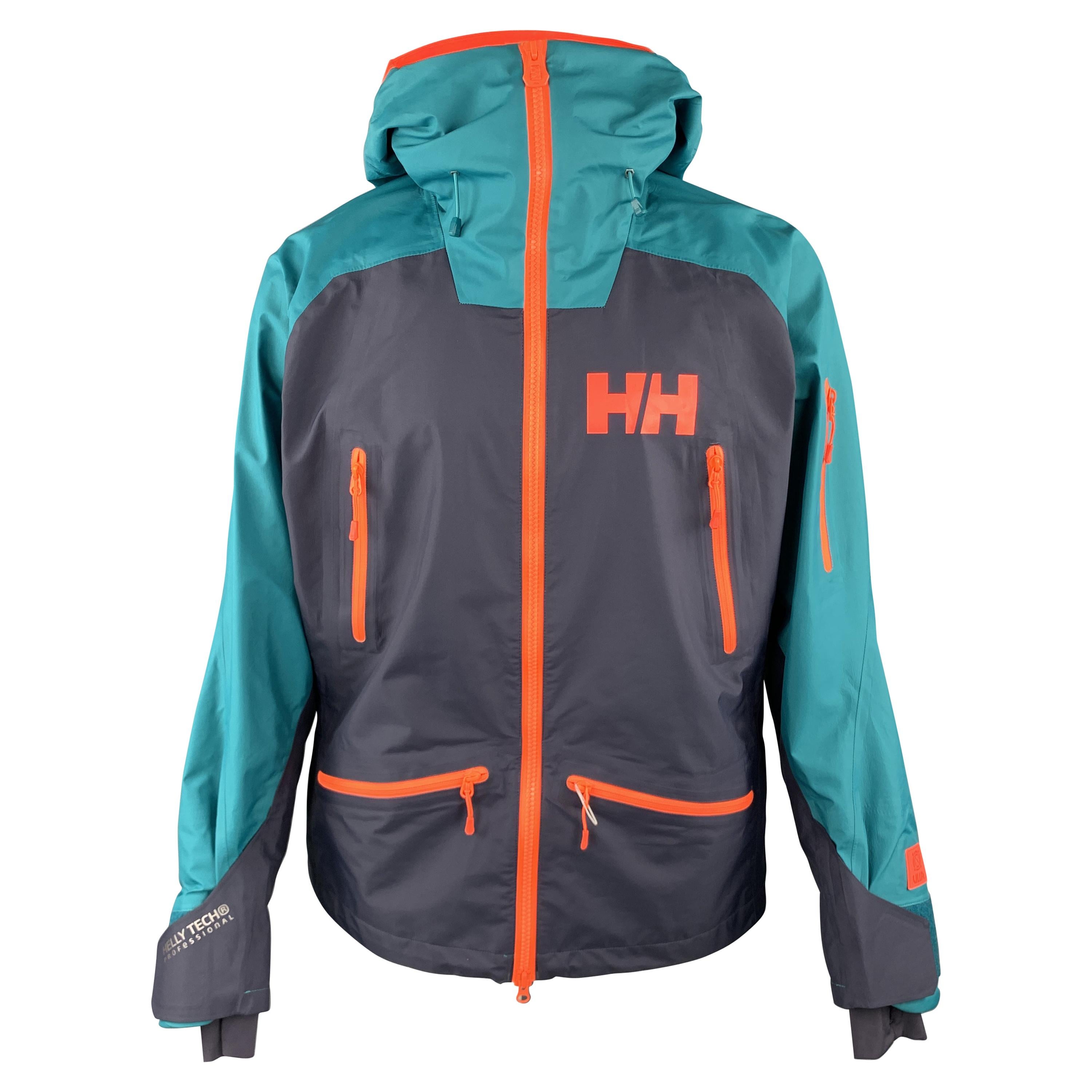 Teal Color Block Orange Zip Ski Jacket 