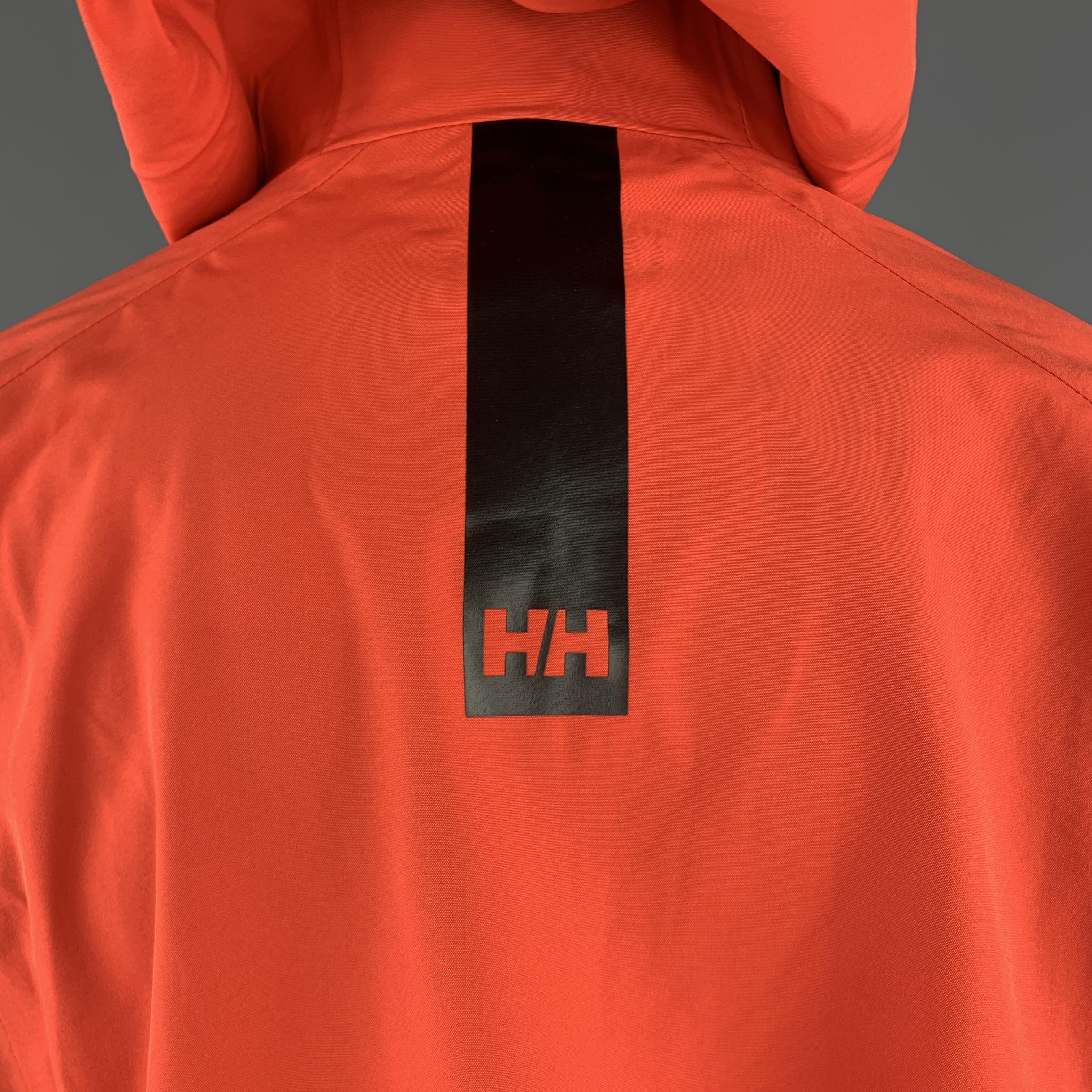 HELLY HANSEN Size M Orange Hooded Ski Jacket 1