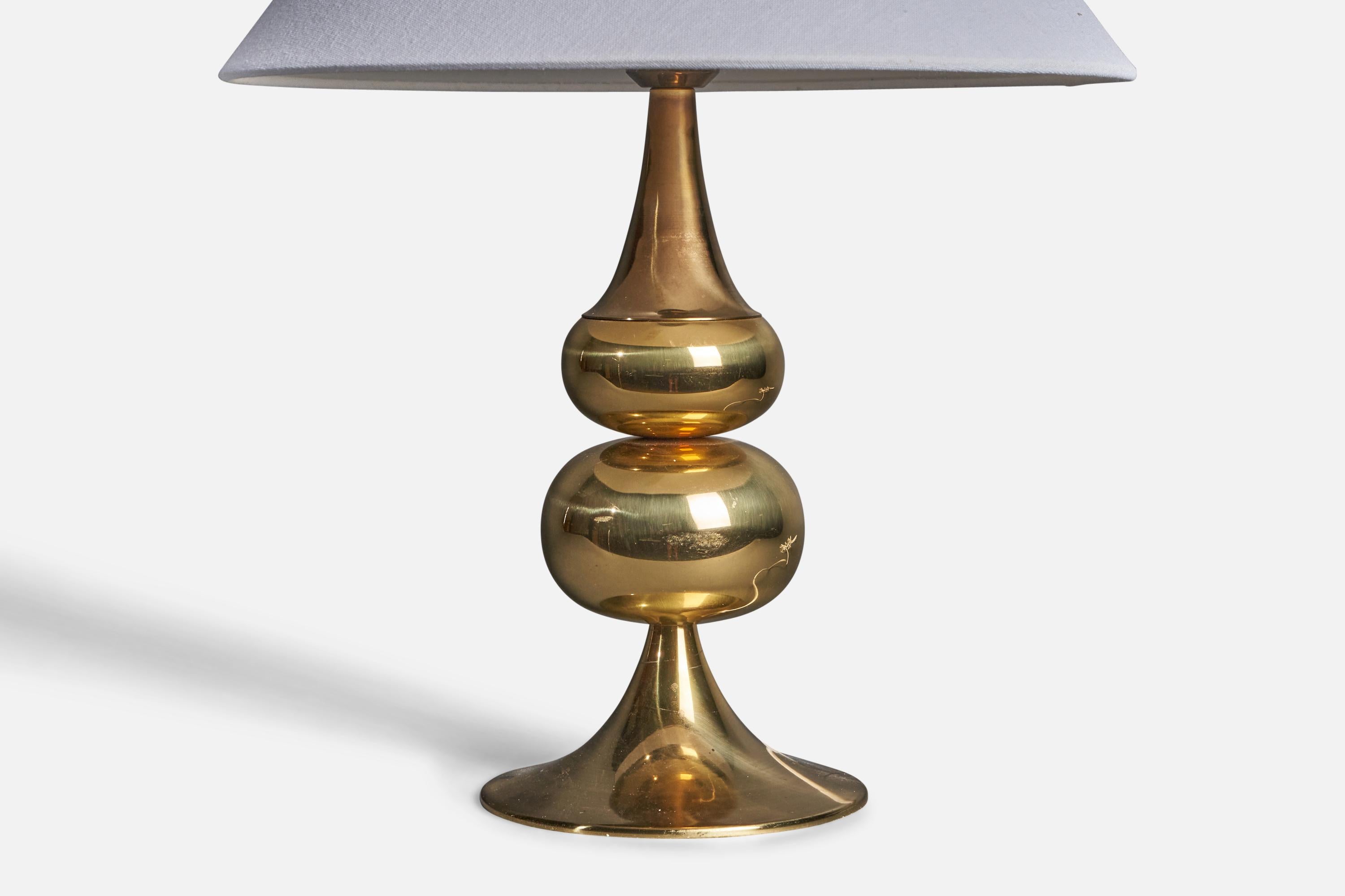 Modern Helmer Andersson, Table Lamps, Polished Brass, Örsjö Belysning, Sweden, 1970s