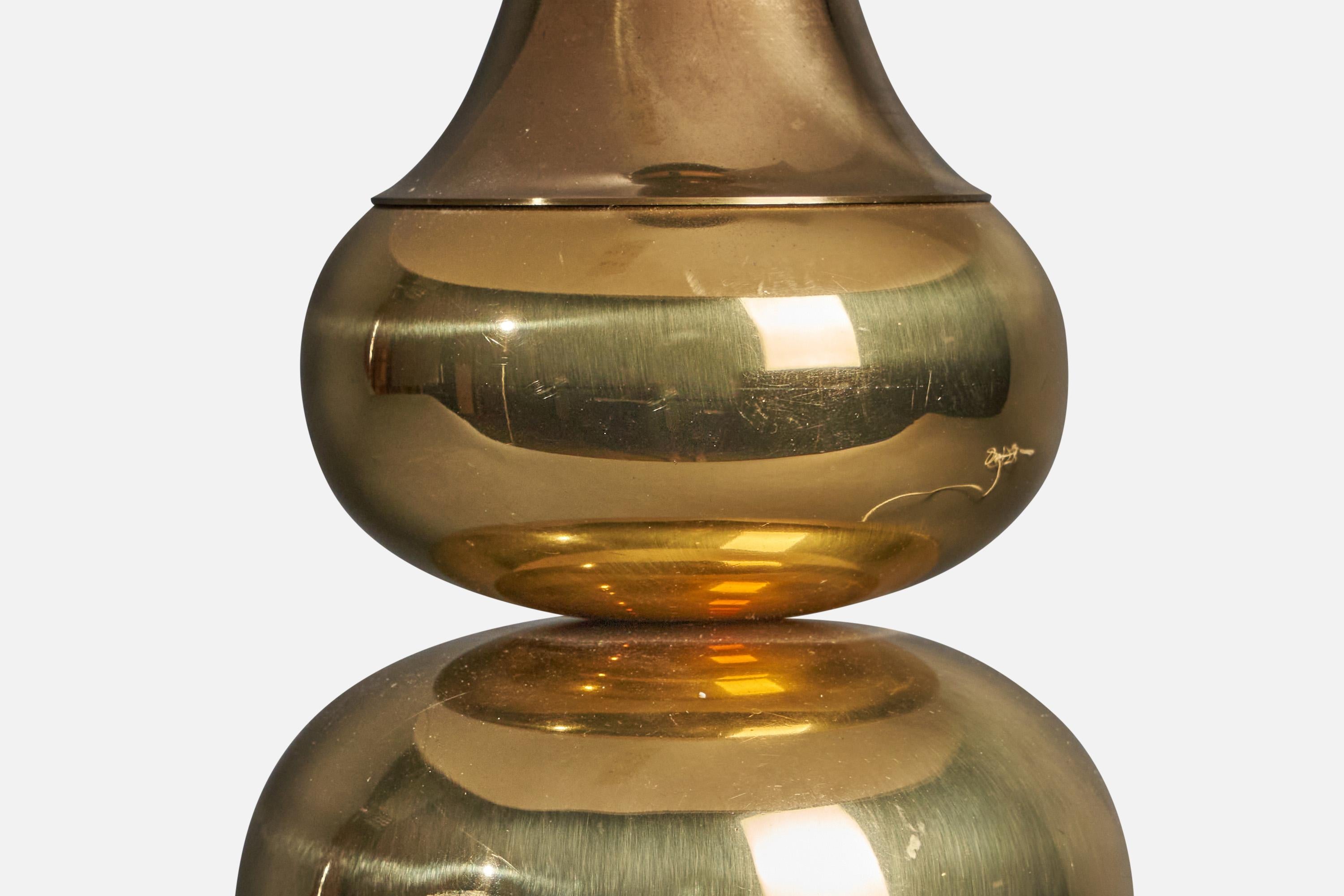 Swedish Helmer Andersson, Table Lamps, Polished Brass, Örsjö Belysning, Sweden, 1970s