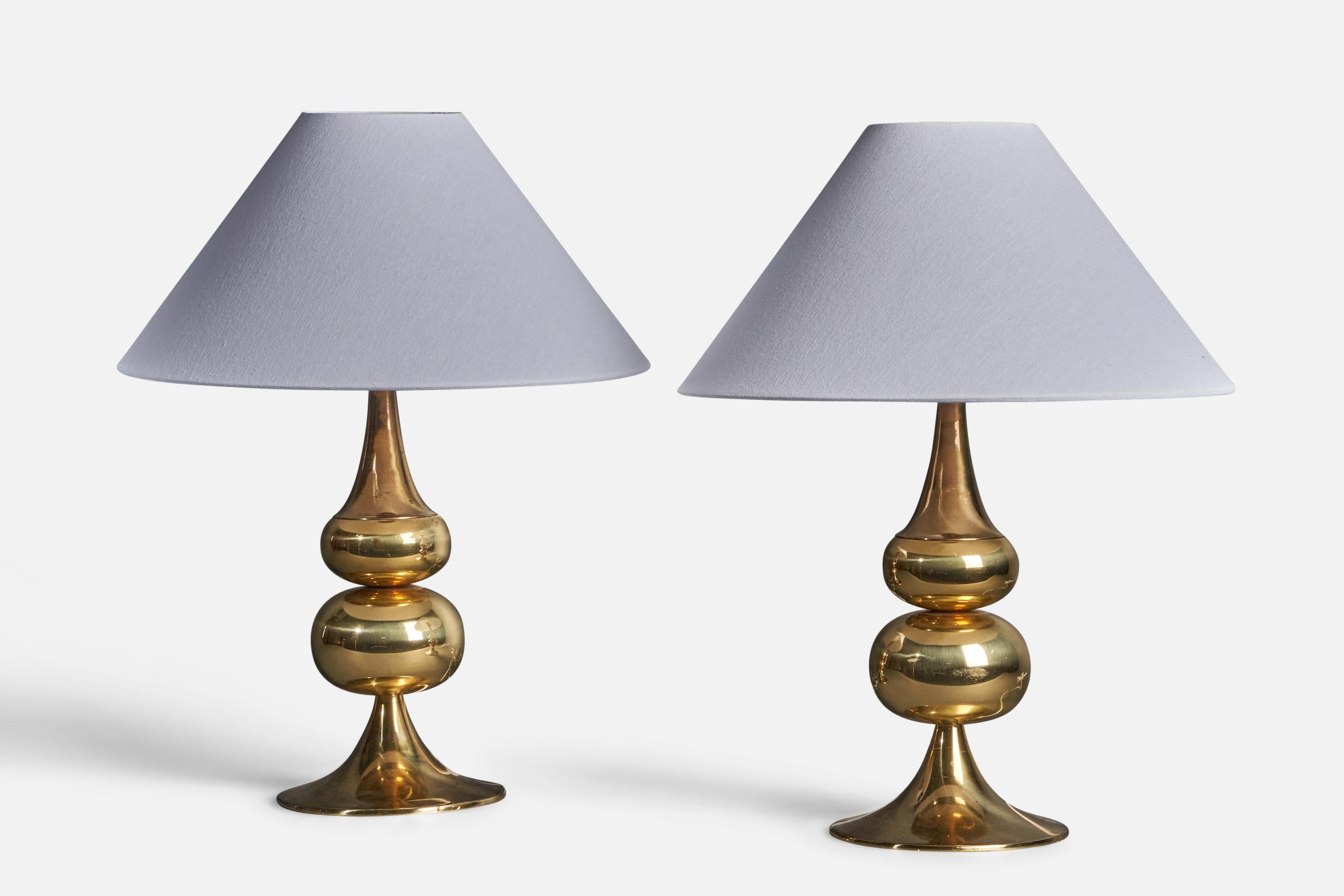 Helmer Andersson, Table Lamps, Polished Brass, Örsjö Belysning, Sweden, 1970s In Good Condition In High Point, NC