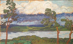 Rainy Night by Helmer Osslund (Sweden's Paul Gauguin), Oil on Panel, Signed