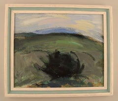 Helm Helmer Wallin, Schweden, Öl auf Karton, Modernistische Landschaft, 1960er Jahre