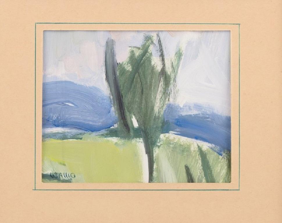 Swedish Helmer Wallin '1906-2004', Sweden, Watercolor on Paper, Modernist Landscape For Sale