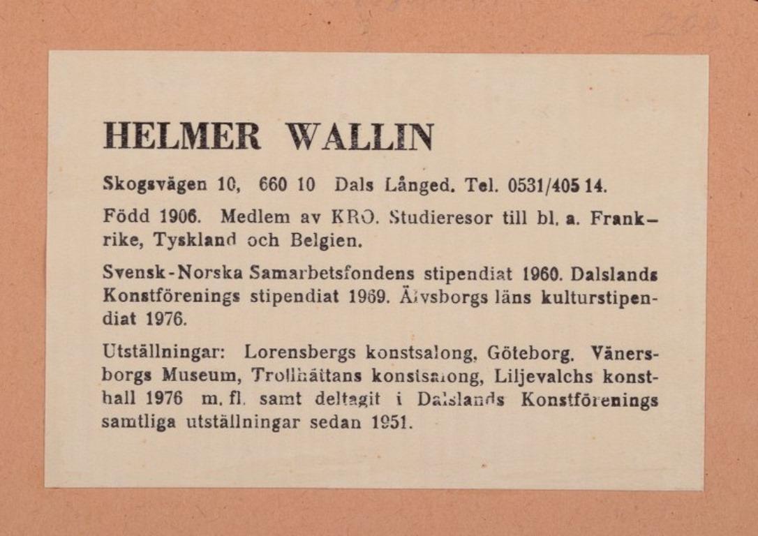 Helmer Wallin, listed Swedish artist. Acrylic on paper. Modern landscape For Sale 2