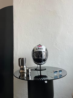 Helmet Arai sculpture installation with stand