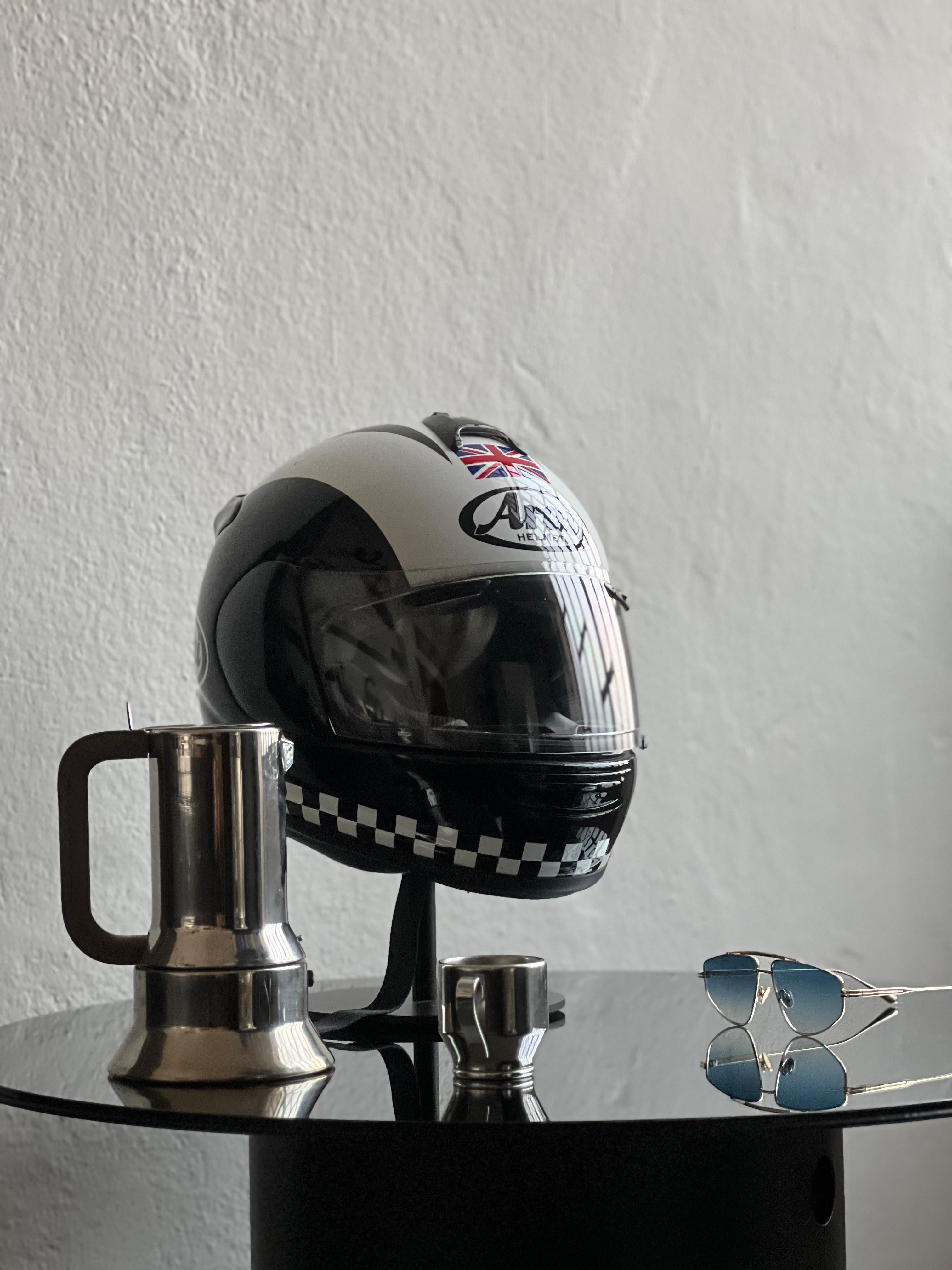 Modern Helmet Arai sculpture installation with stand For Sale