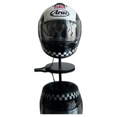 Helmet Arai sculpture installation with stand