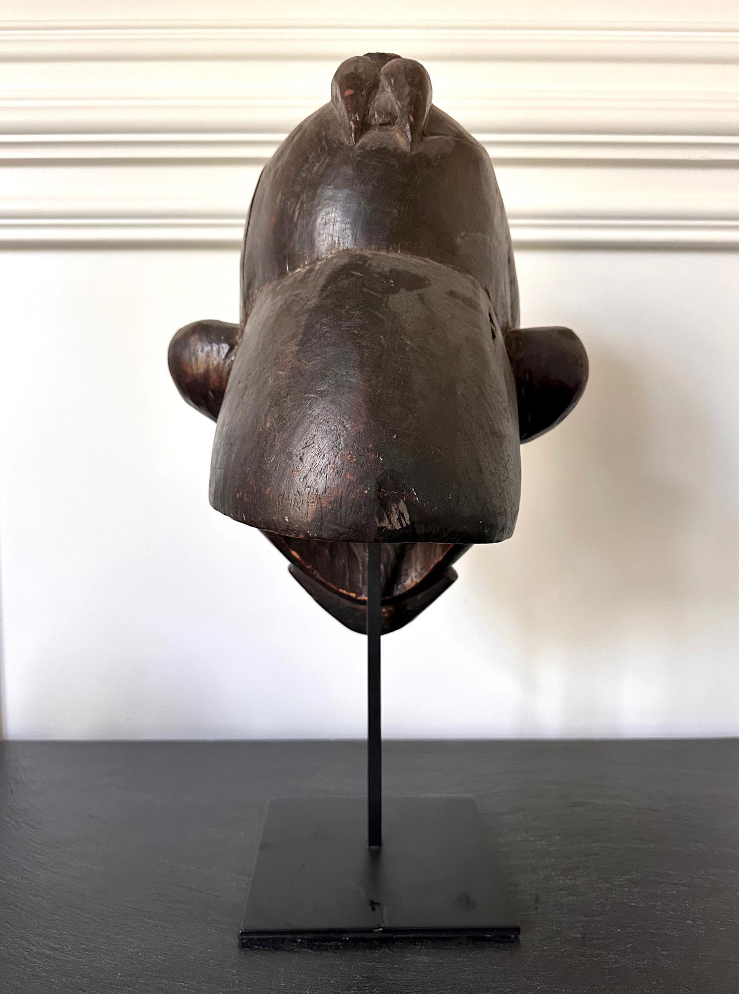 Cameroonian Helmet Crest Ngoin Mask from Cameroon Africa For Sale