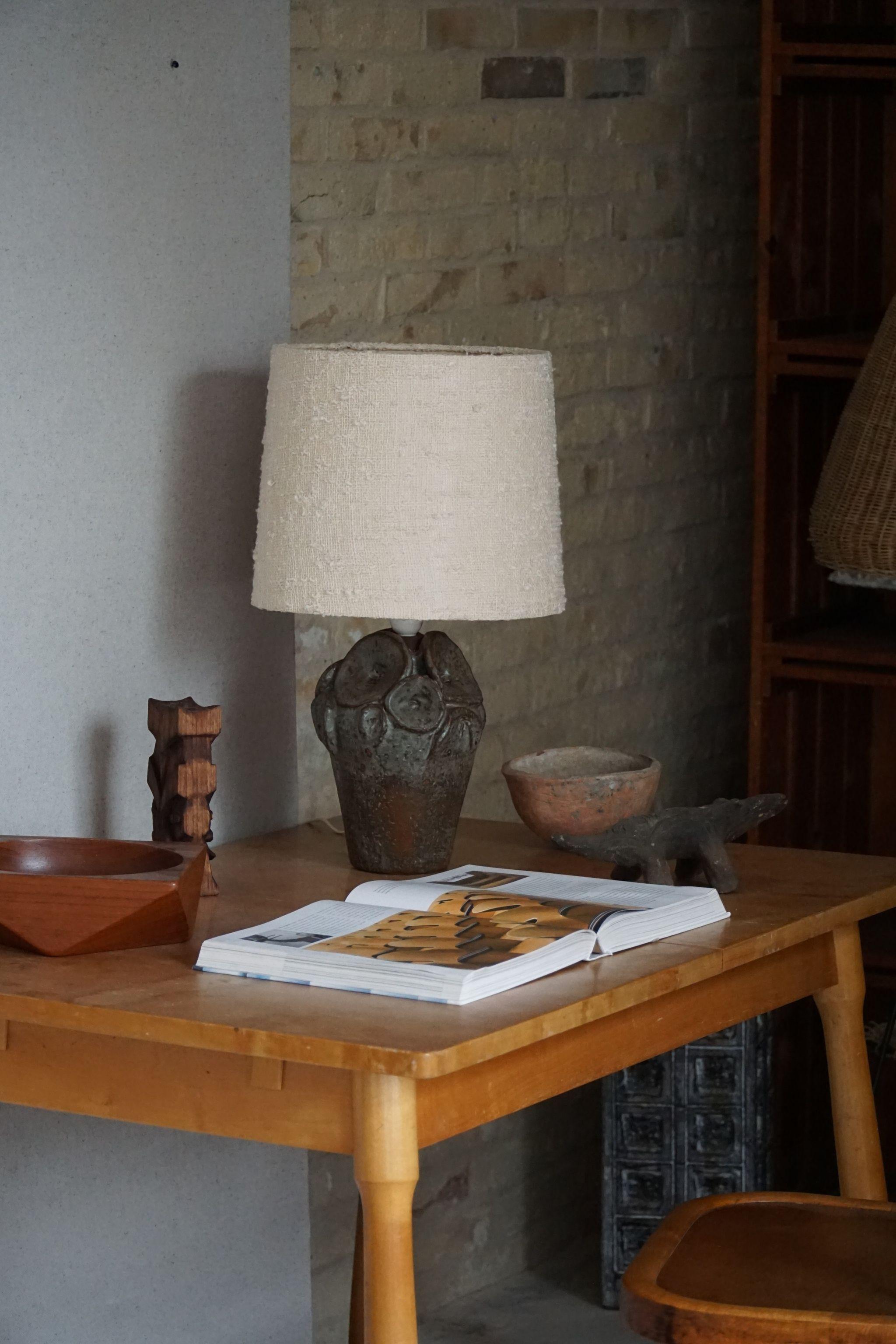 Hand-Crafted Helmich Keramik, Danish Modern, Ceramic Table Lamp in Earthern Colors, 1970s