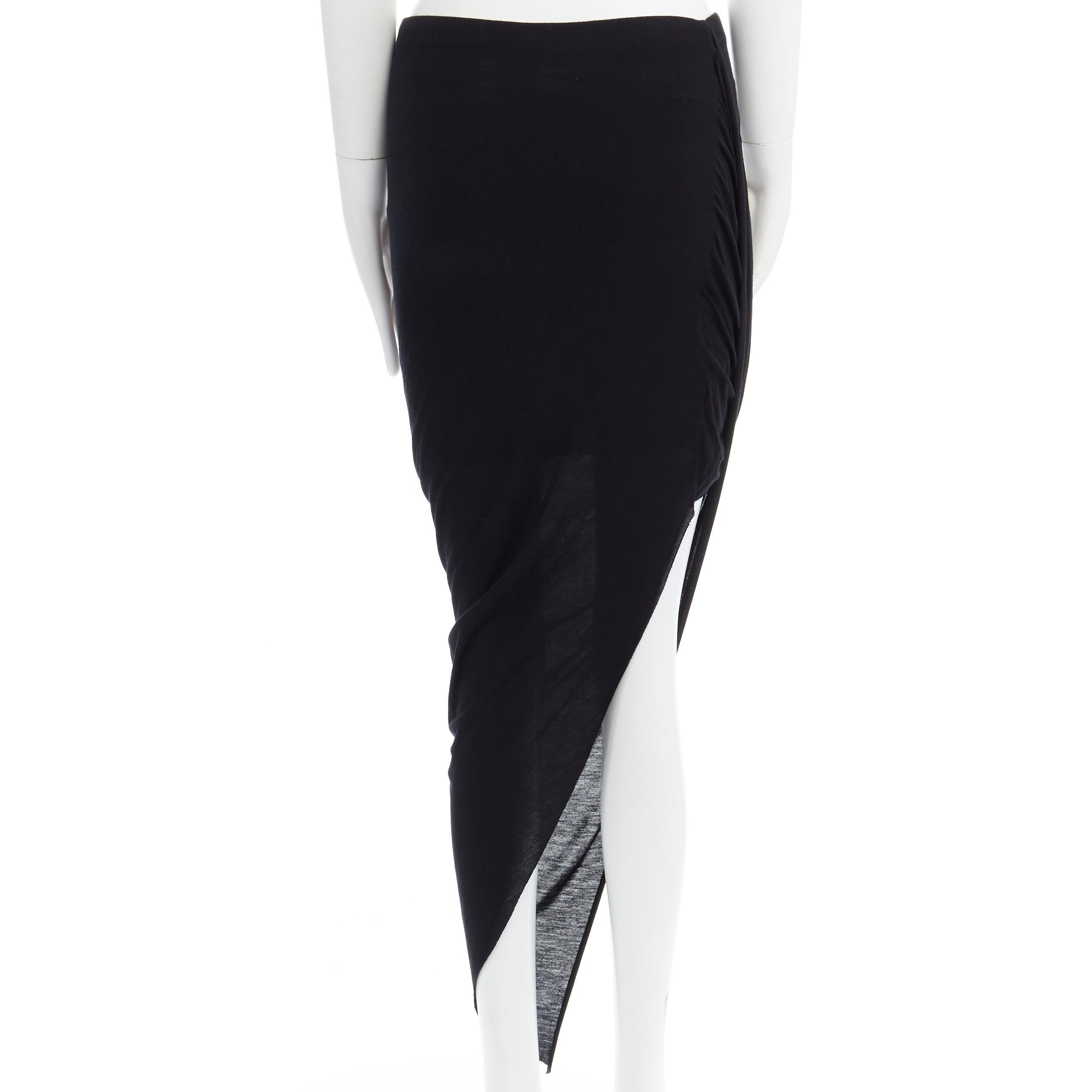 Black HELMUT HELMUT LANG black micro modal nylon draped open side casual skirt XS