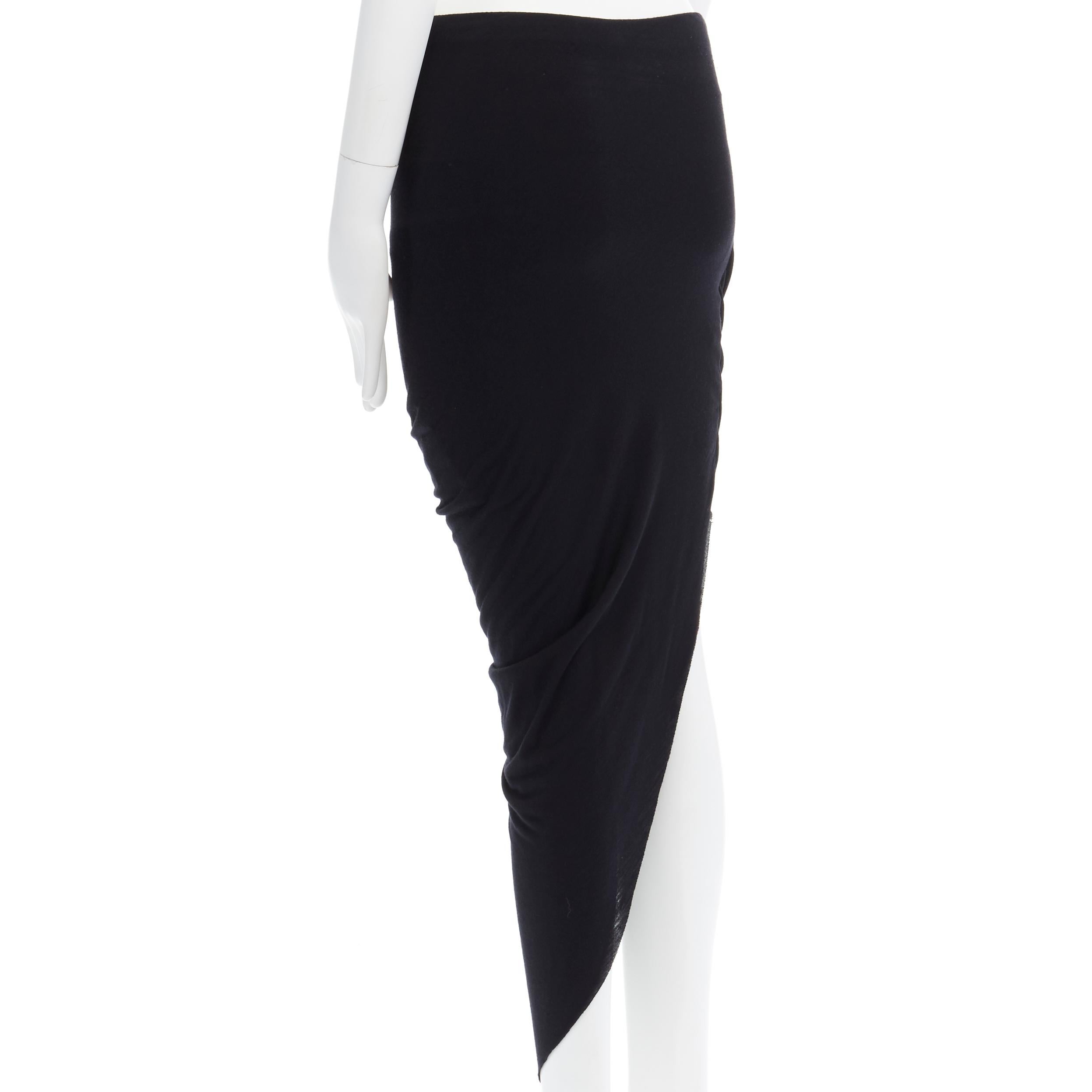 HELMUT HELMUT LANG black micro modal nylon draped open side casual skirt XS In Excellent Condition In Hong Kong, NT