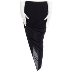 HELMUT HELMUT LANG black micro modal nylon draped open side casual skirt XS