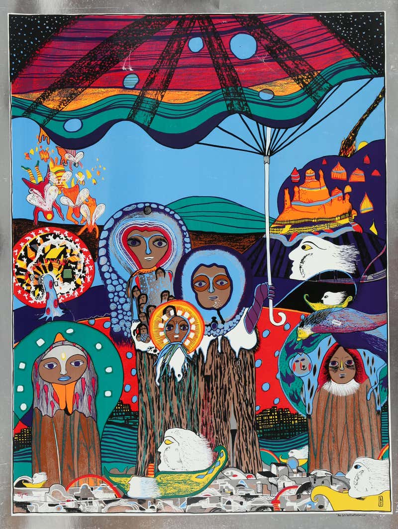 Helmut Kand „Die Schlectwetterfamilie, Serigraphie in limitierter