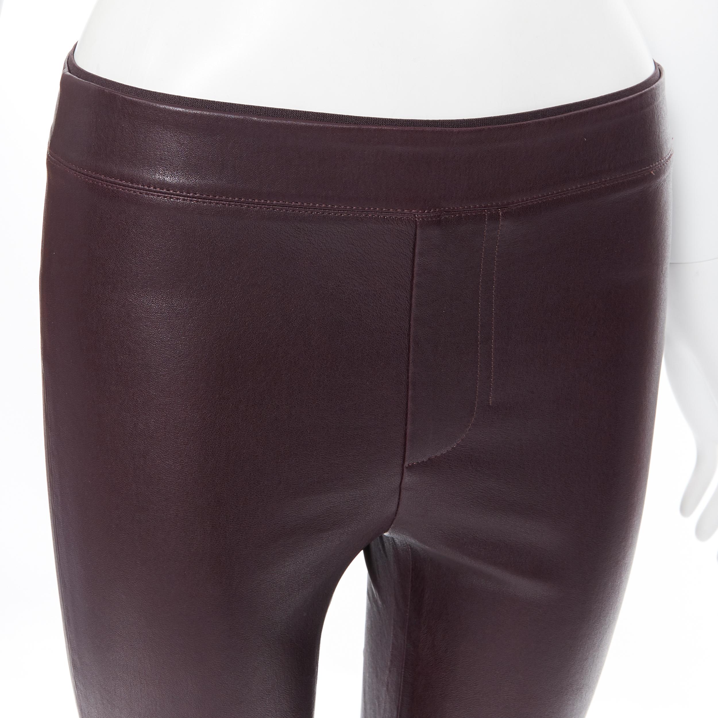 HELMUT LANG 100% leather dark burgundy minimal stretchy skinny leg pants XS 2