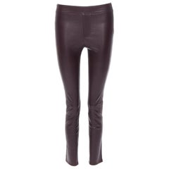 HELMUT LANG 100% leather dark burgundy minimal stretchy skinny leg pants XS