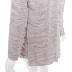 HELMUT LANG 100% lino punto gris claro chaqueta de punto abierta de manga larga XS
