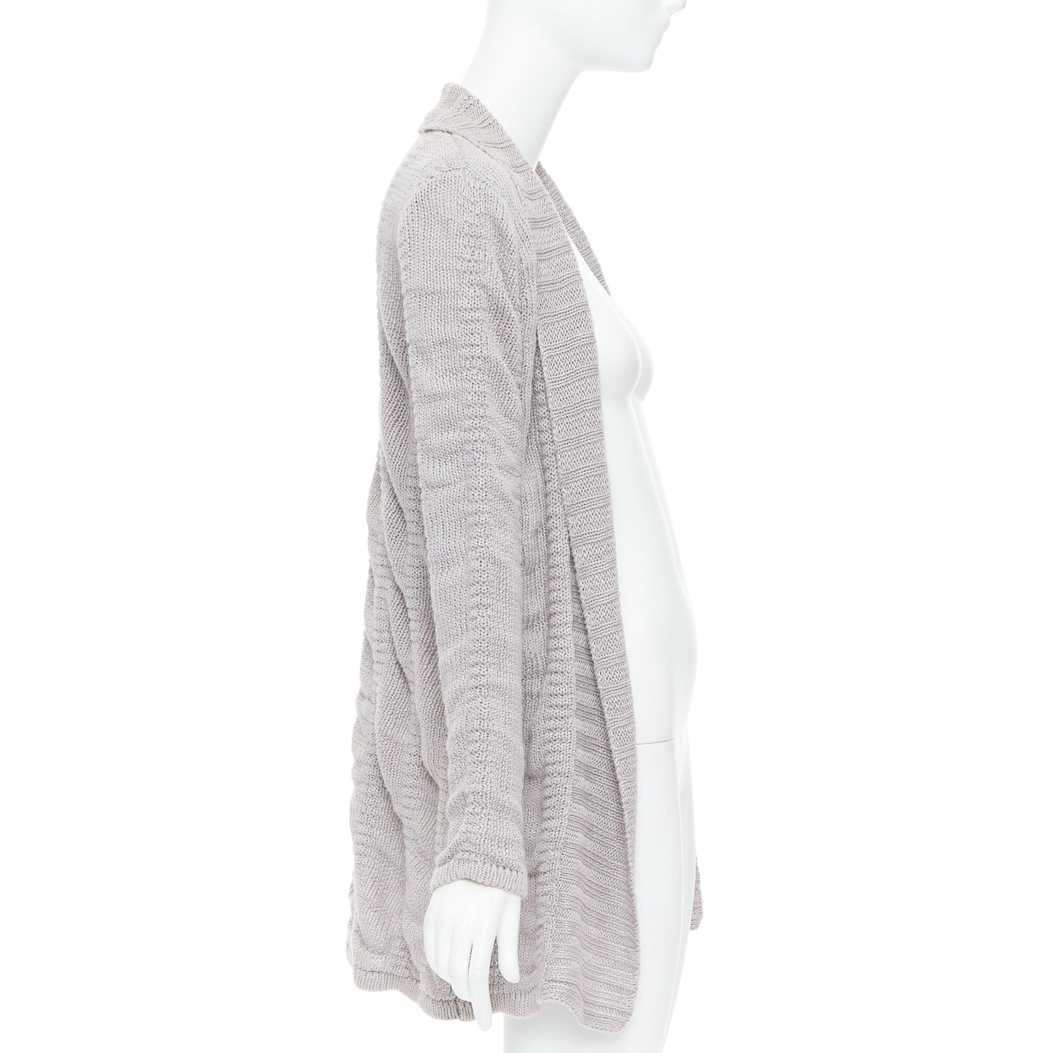 HELMUT LANG 100% Leinen hellgraue offene Strickjacke mit langen Ärmeln und offenen Ärmeln XS im Zustand „Gut“ im Angebot in Hong Kong, NT